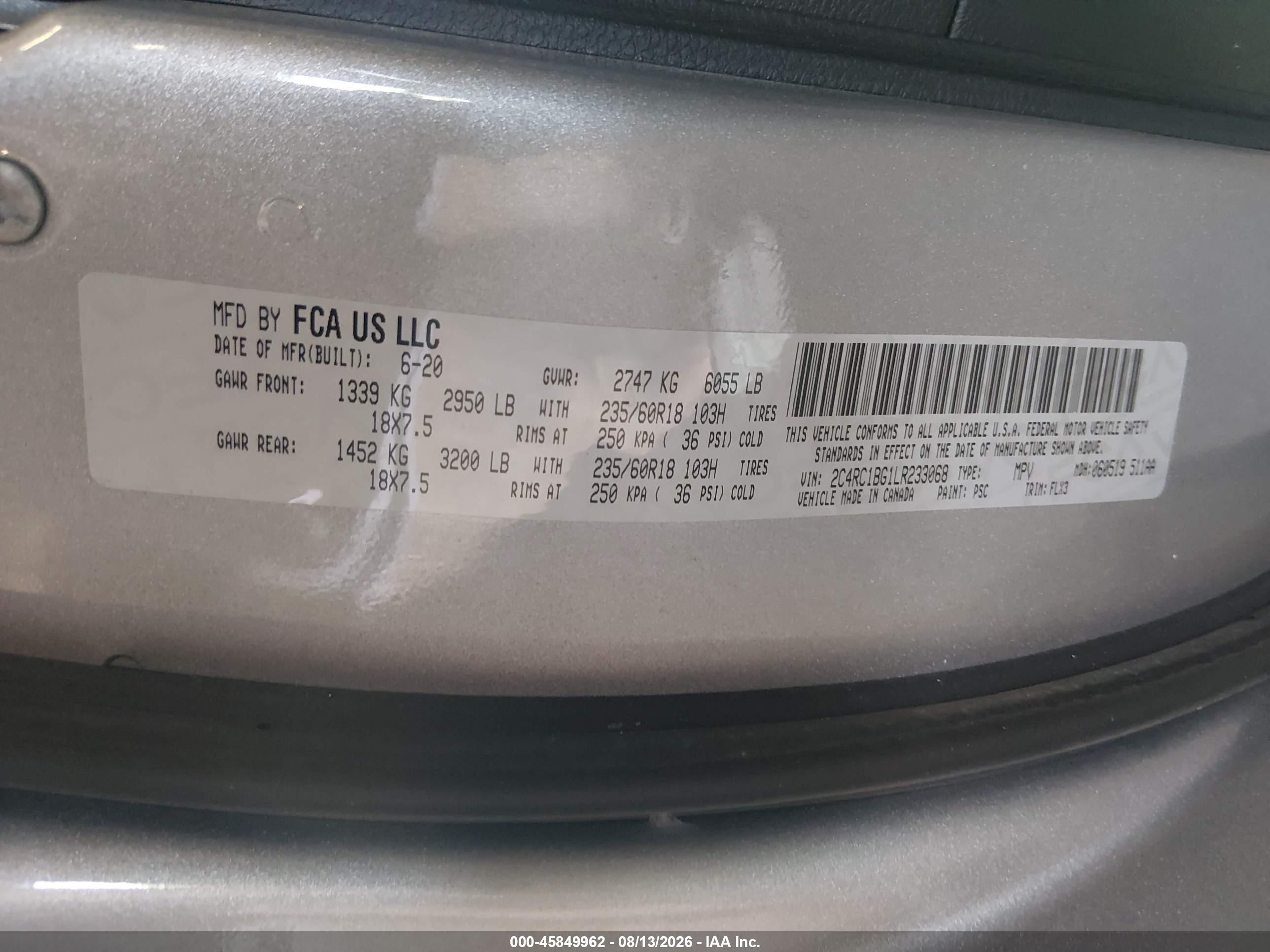 2020 Chrysler Pacifica Touring L Silver vin: 2C4RC1BG1LR233068