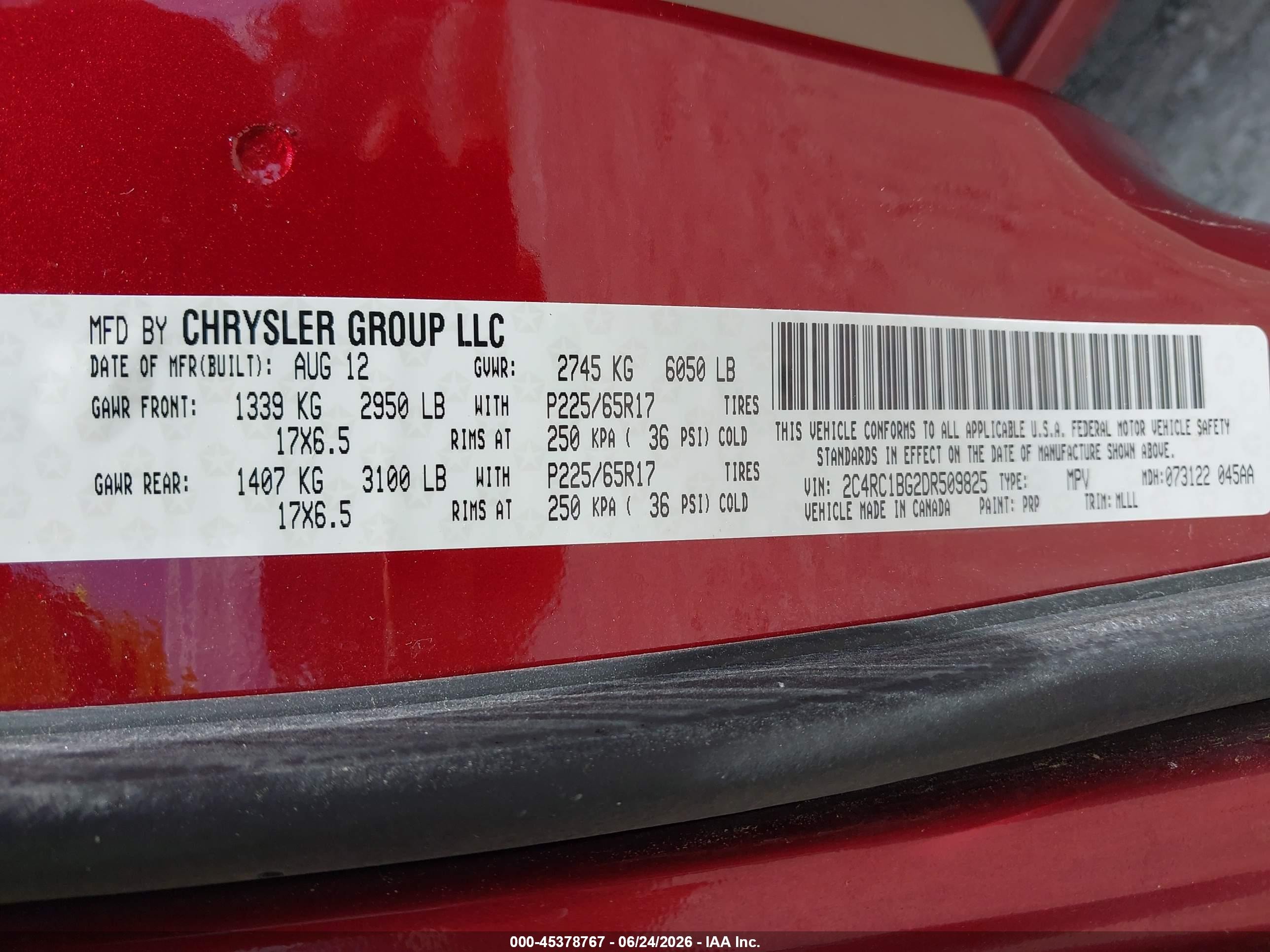 2013 Chrysler Town & Country Touring Красный vin: 2C4RC1BG2DR509825
