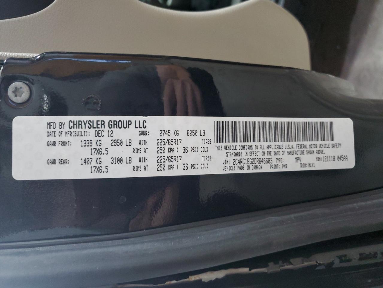 2013 Chrysler Town & Country Touring Black vin: 2C4RC1BG2DR646683