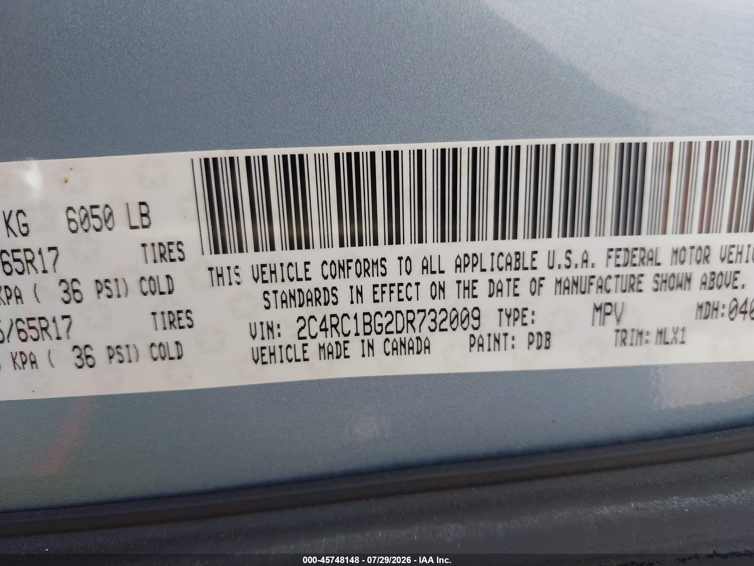 2013 Chrysler Town & Country Touring Light Blue vin: 2C4RC1BG2DR732009
