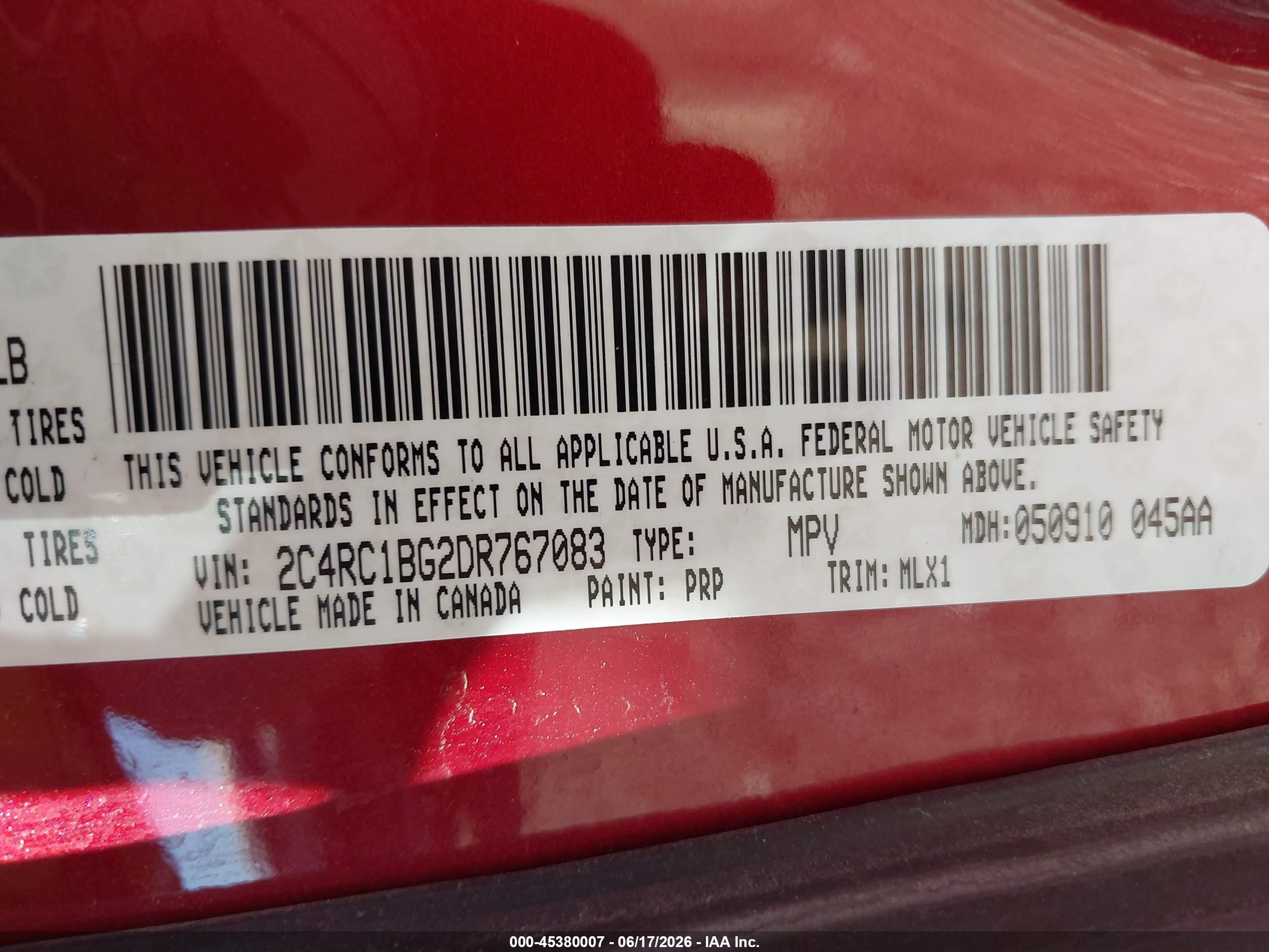 2013 Chrysler Town & Country Touring Red vin: 2C4RC1BG2DR767083