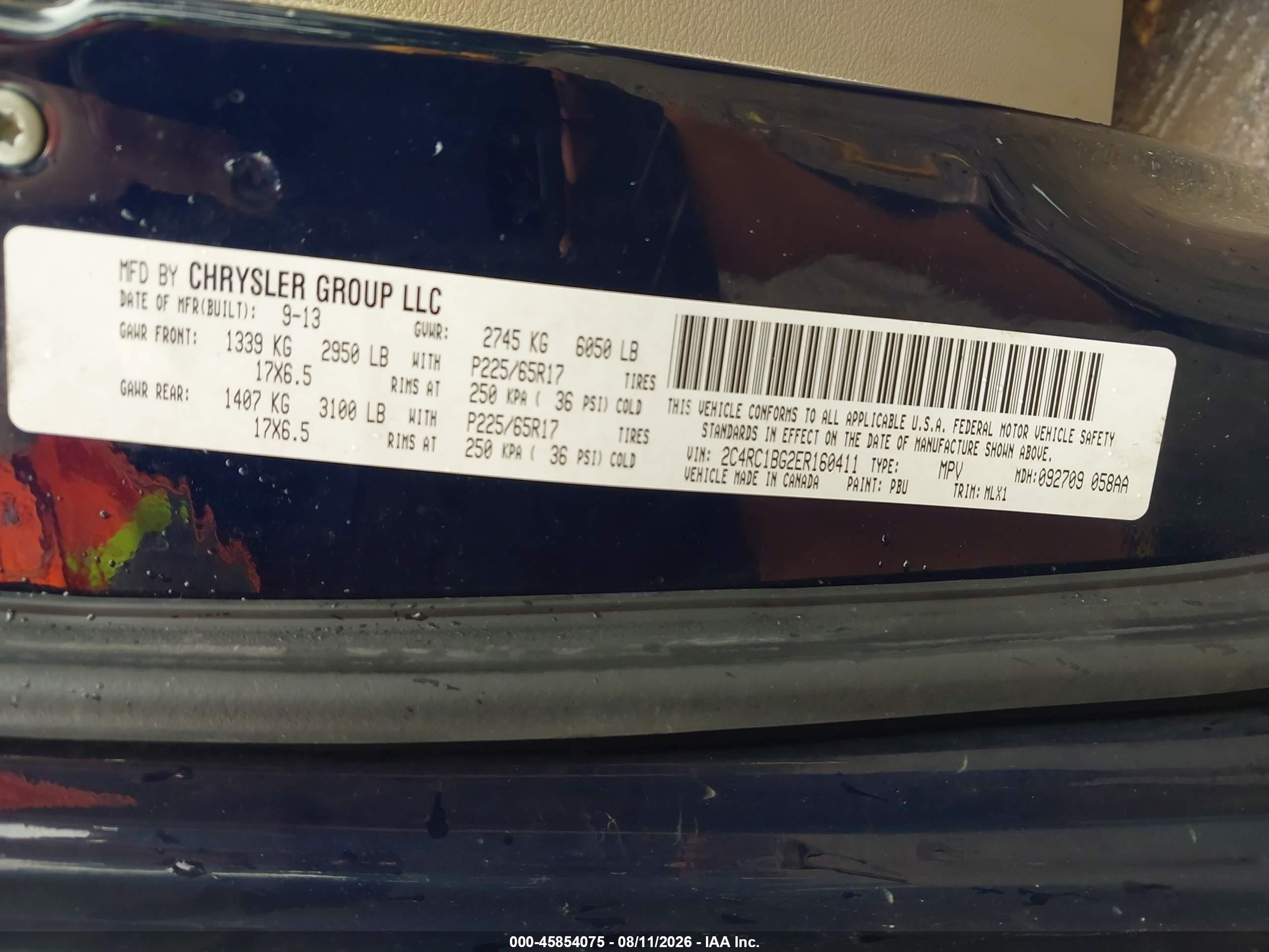 2014 Chrysler Town & Country Touring Blue vin: 2C4RC1BG2ER160411