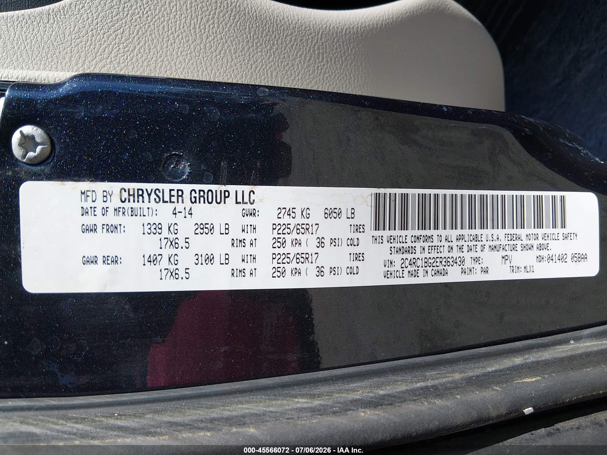 2014 Chrysler Town & Country Touring Черный vin: 2C4RC1BG2ER363430