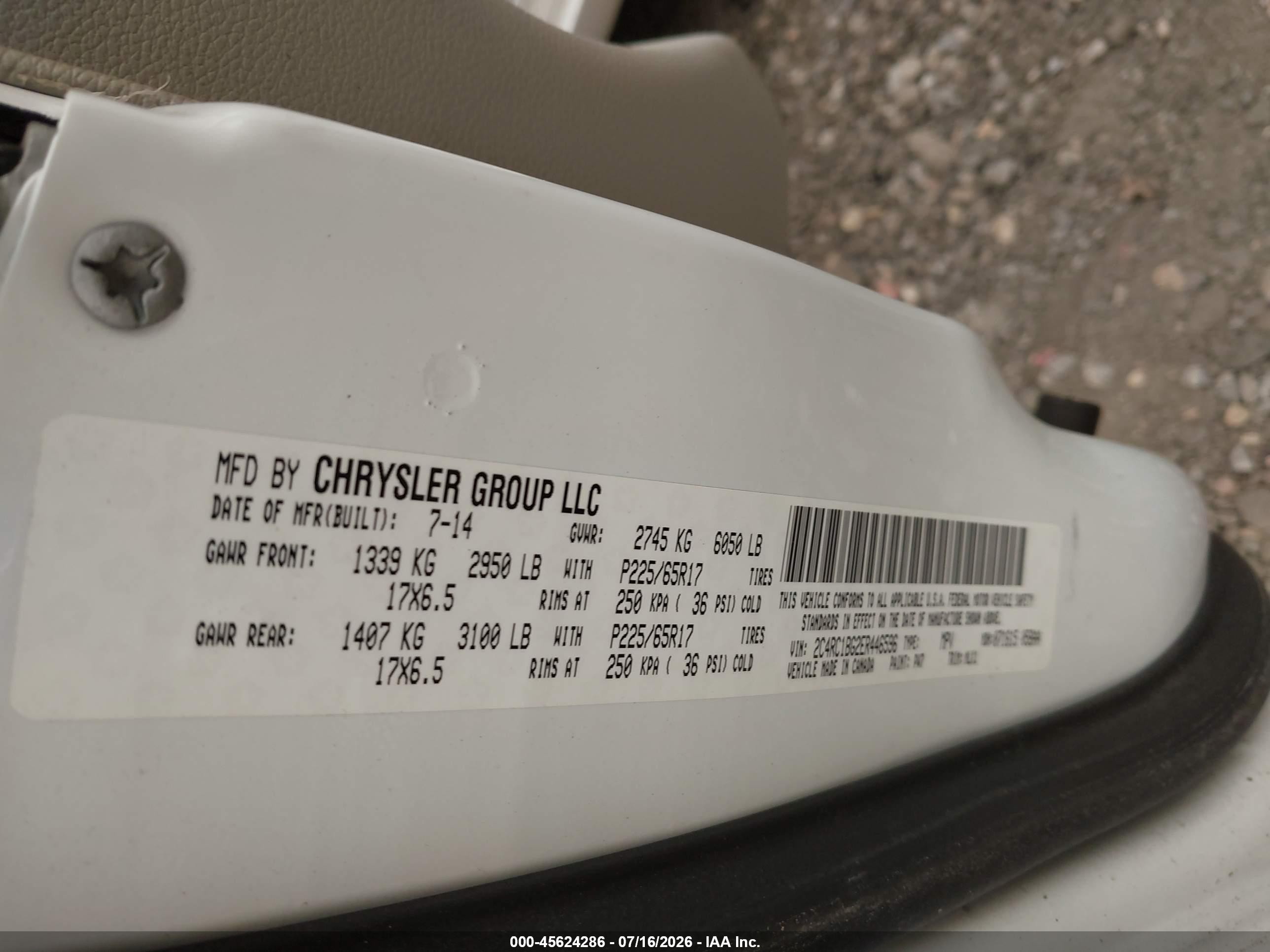 2014 Chrysler Town & Country Touring White vin: 2C4RC1BG2ER446596