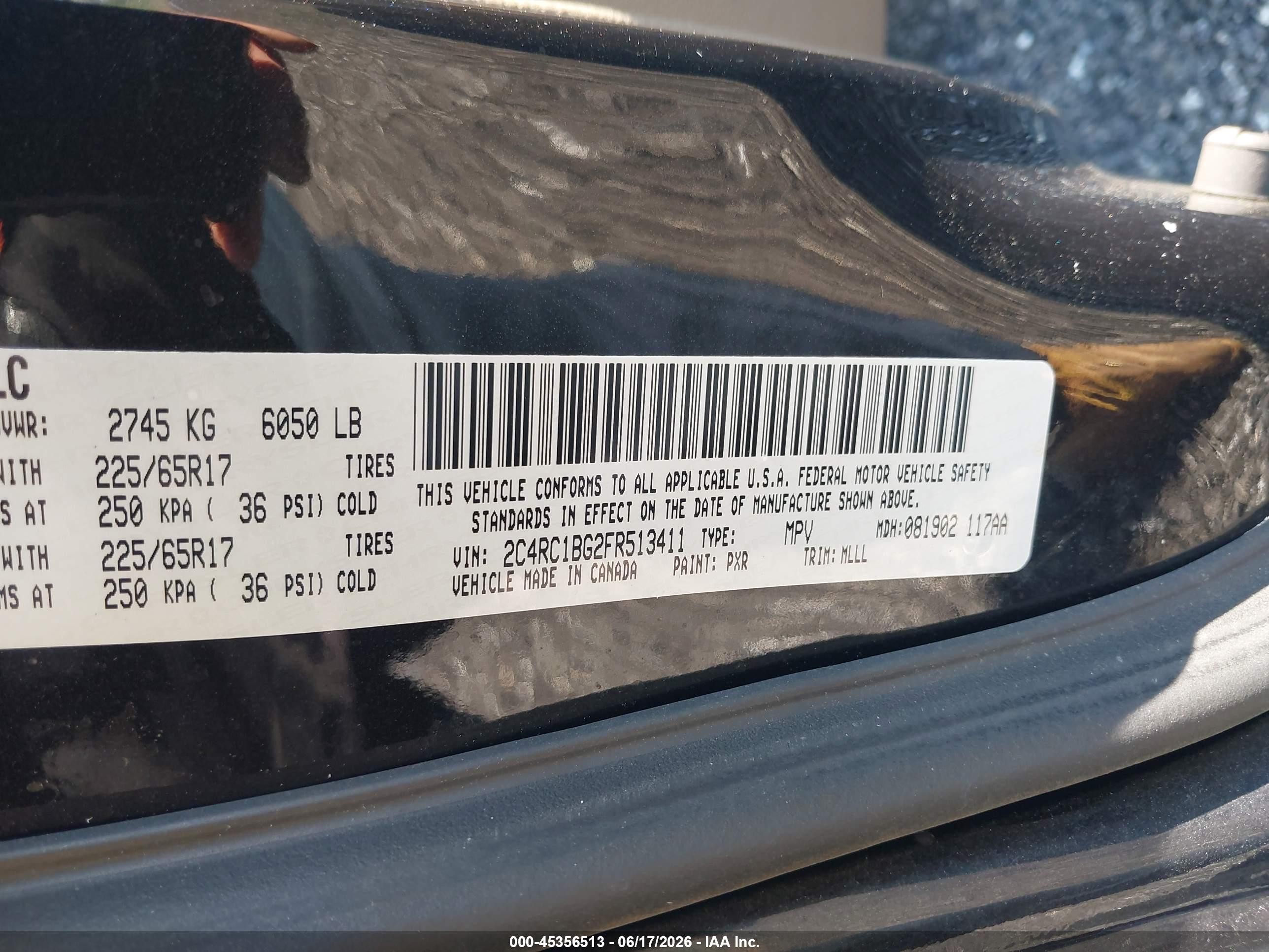 2015 Chrysler Town & Country Touring Black vin: 2C4RC1BG2FR513411