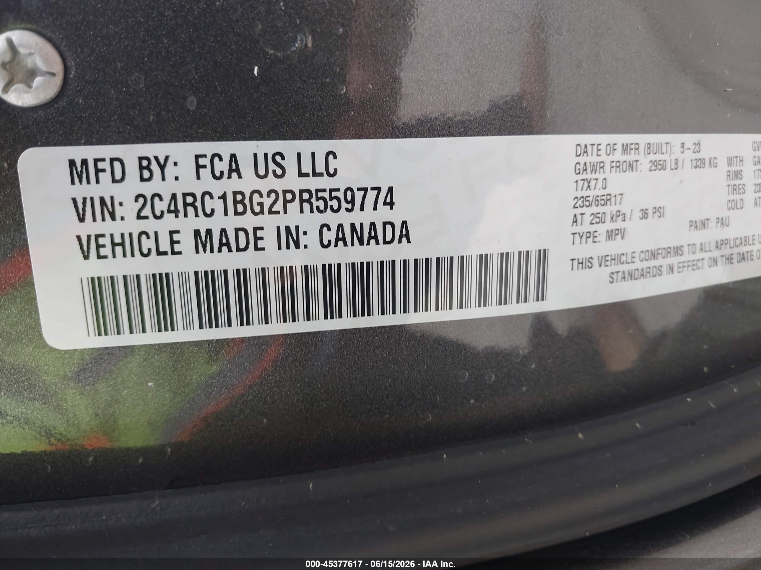 2023 Chrysler Pacifica Touring L Gray vin: 2C4RC1BG2PR559774