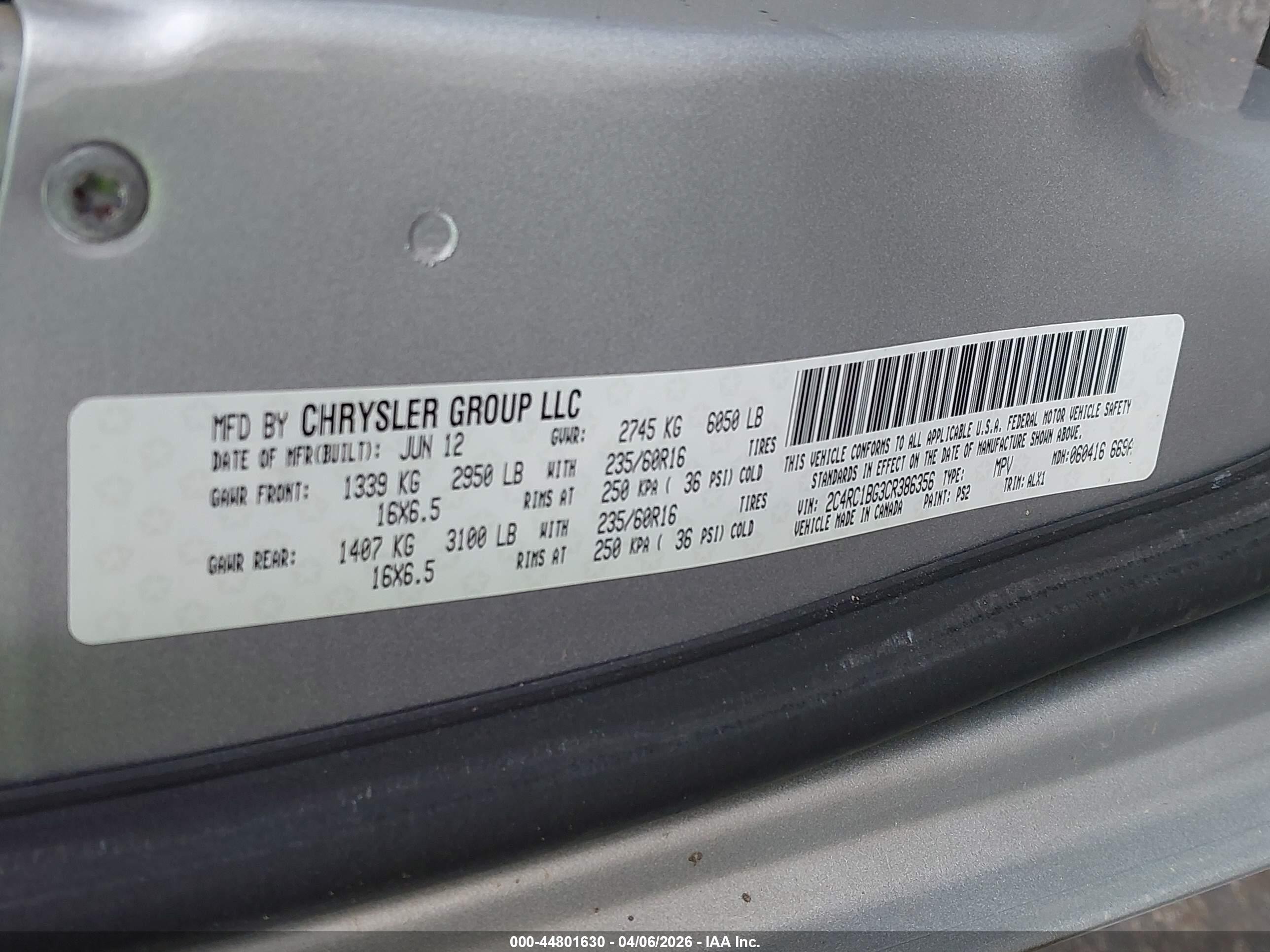 2012 Chrysler Town & Country Touring Silver vin: 2C4RC1BG3CR386356
