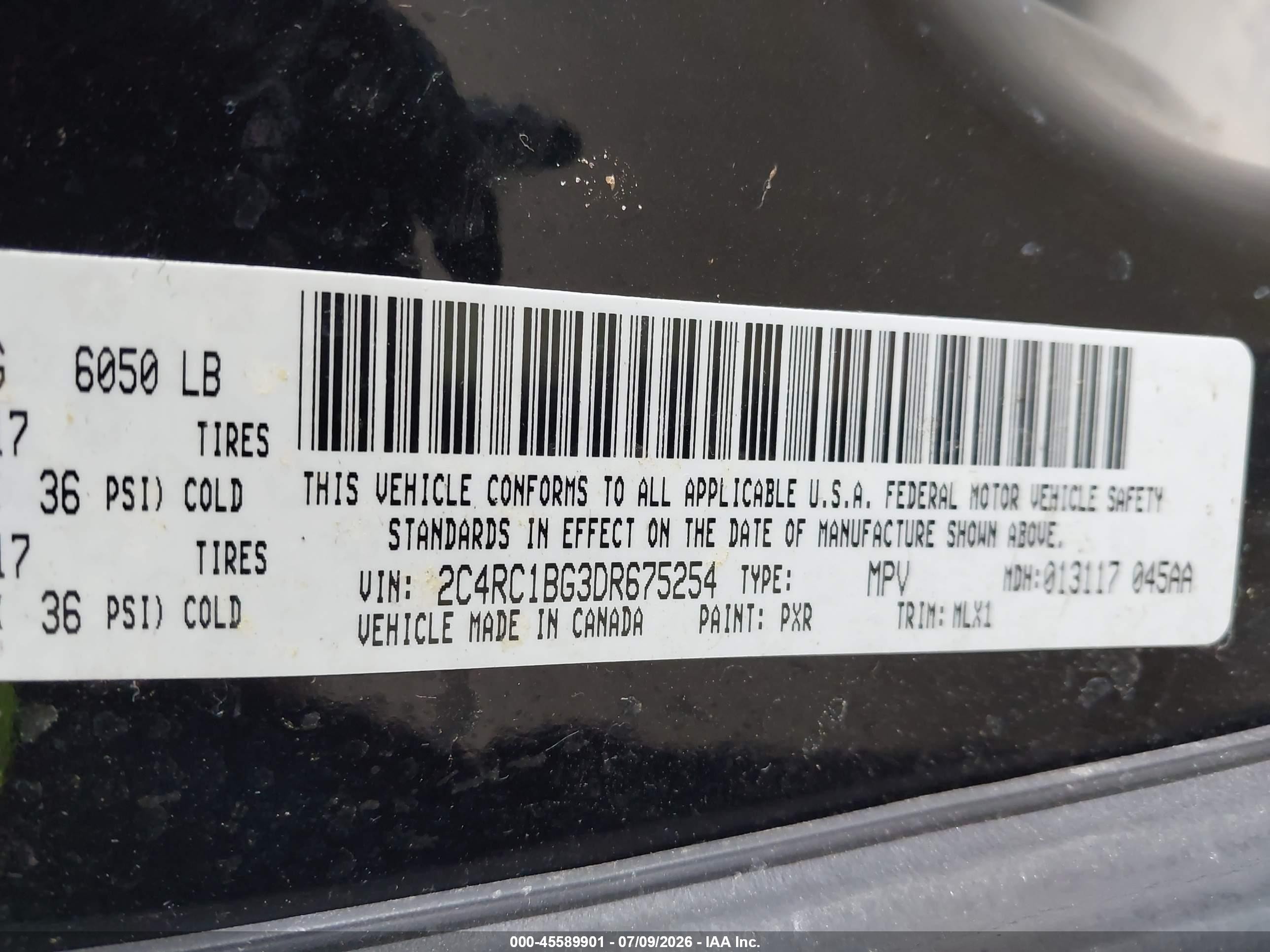 2013 Chrysler Town & Country Touring Черный vin: 2C4RC1BG3DR675254