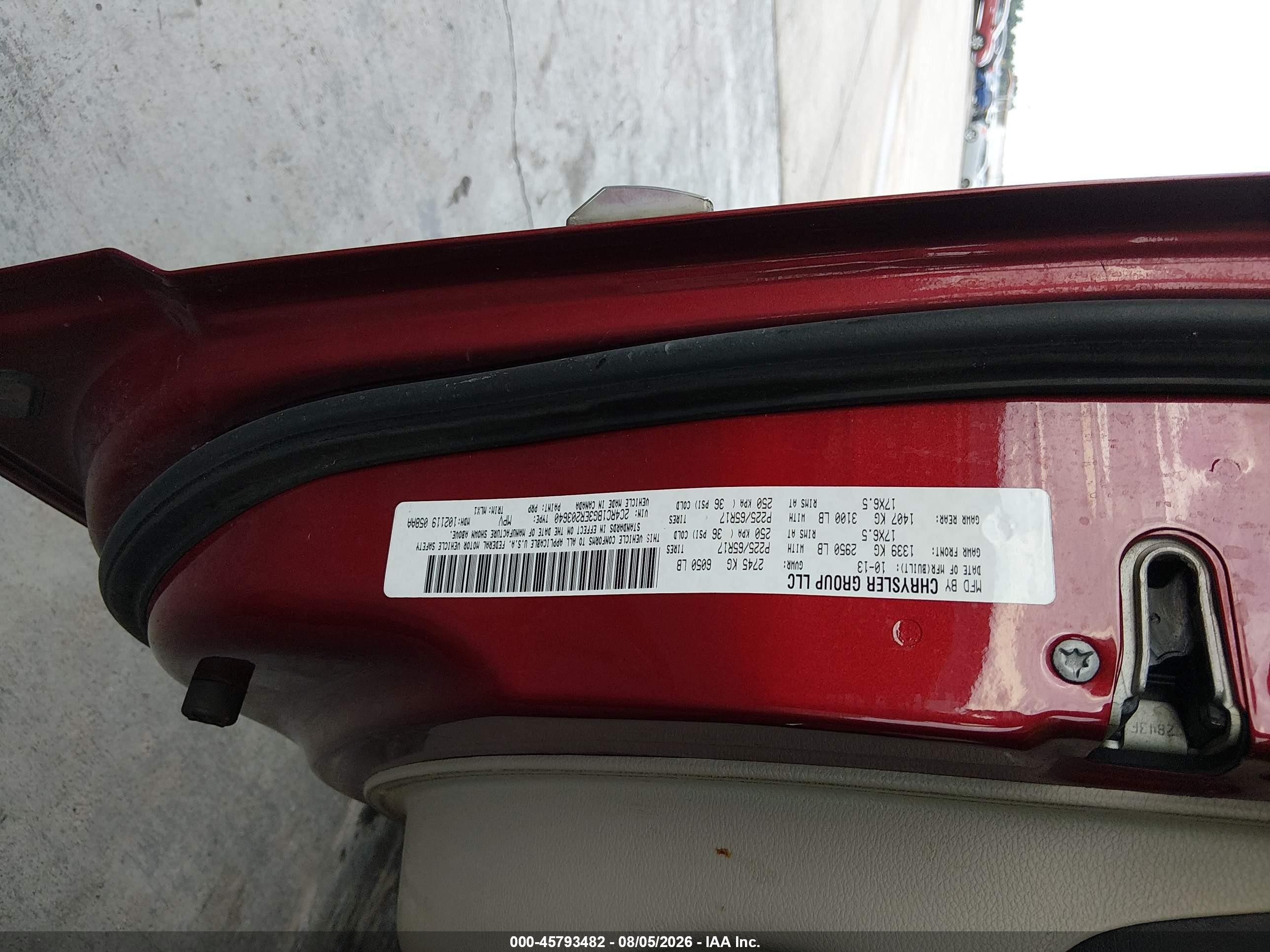2014 Chrysler Town & Country Touring Burgundy vin: 2C4RC1BG3ER203640