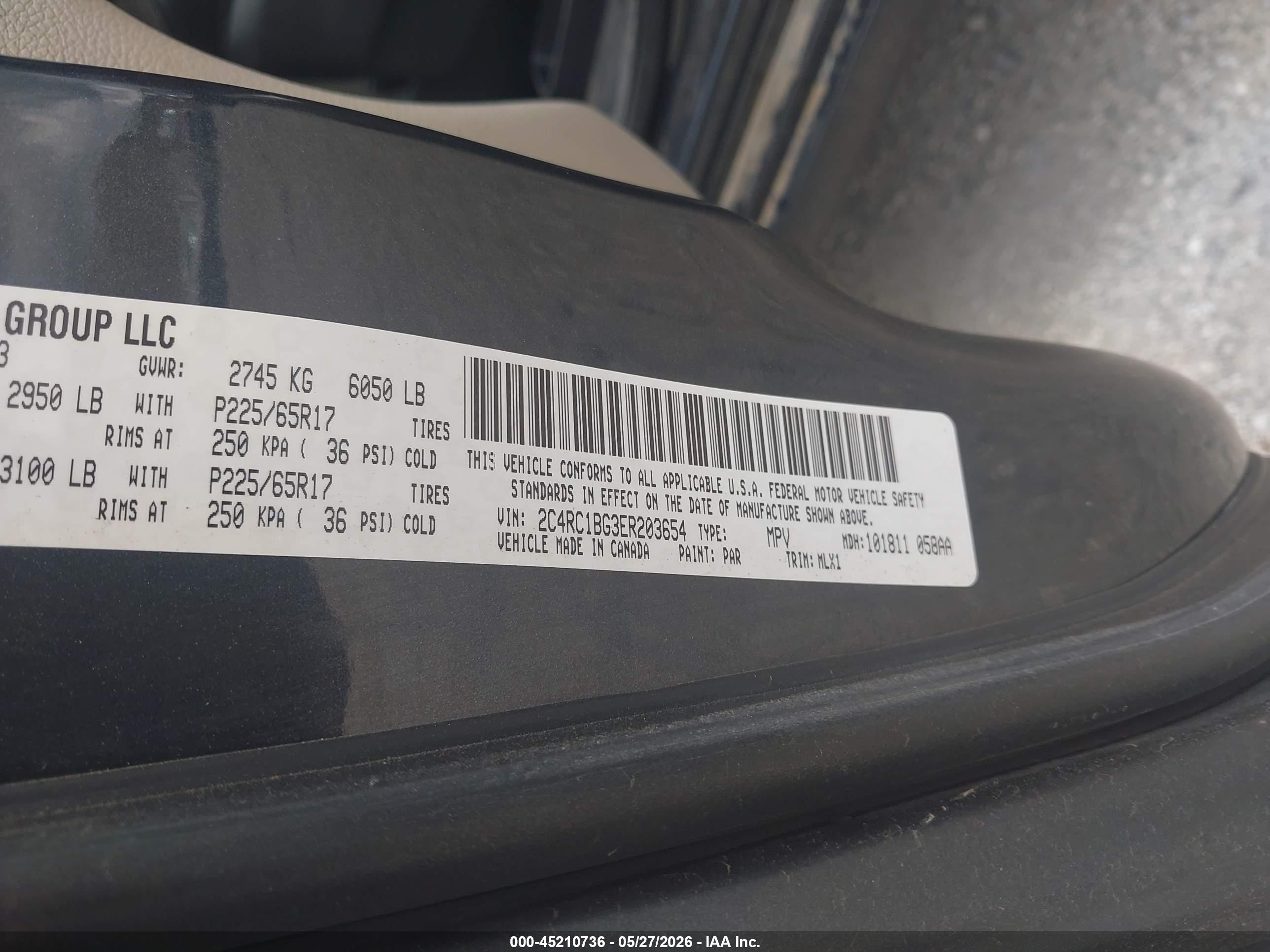 2014 Chrysler Town & Country Touring Gray vin: 2C4RC1BG3ER203654