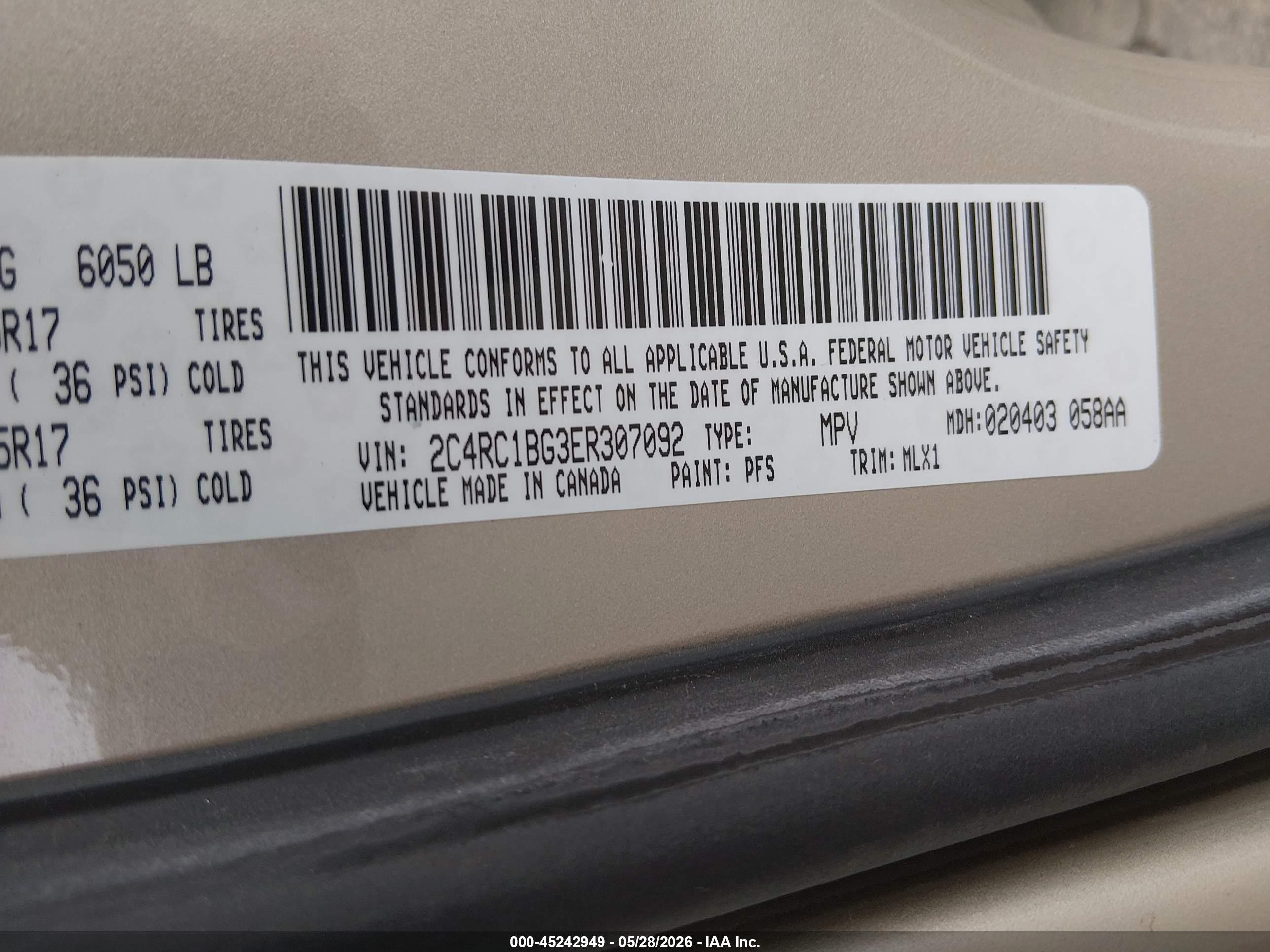 2014 Chrysler Town & Country Touring Gold vin: 2C4RC1BG3ER307092