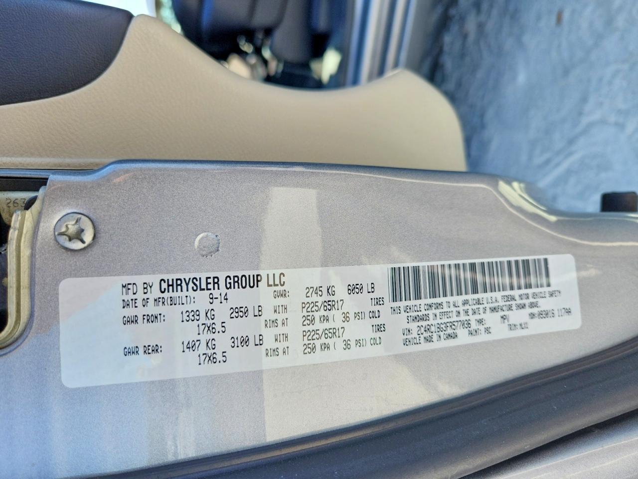2015 Chrysler Town & Country Touring Серый vin: 2C4RC1BG3FR577036