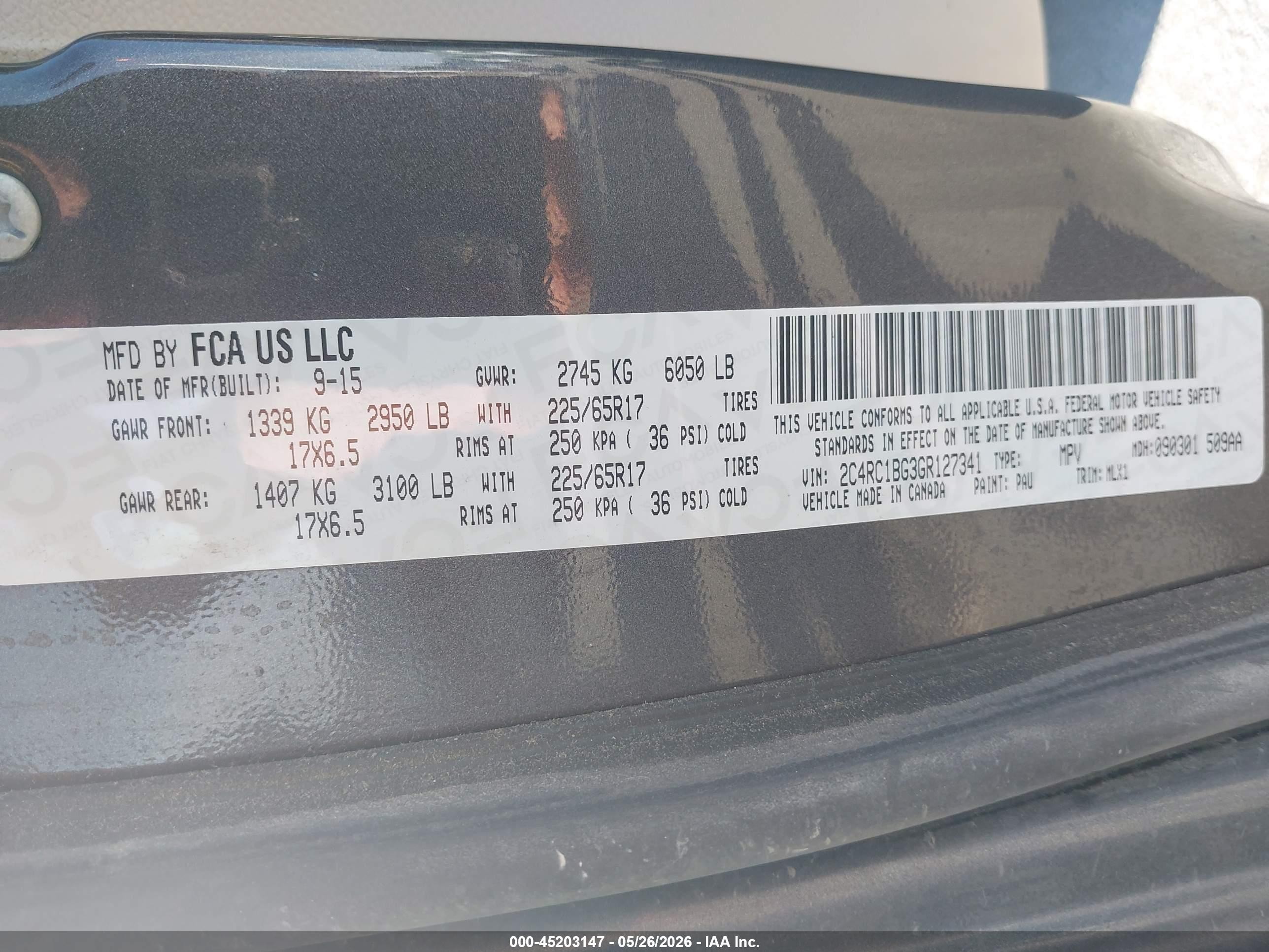 2016 Chrysler Town & Country Touring Gray vin: 2C4RC1BG3GR127341