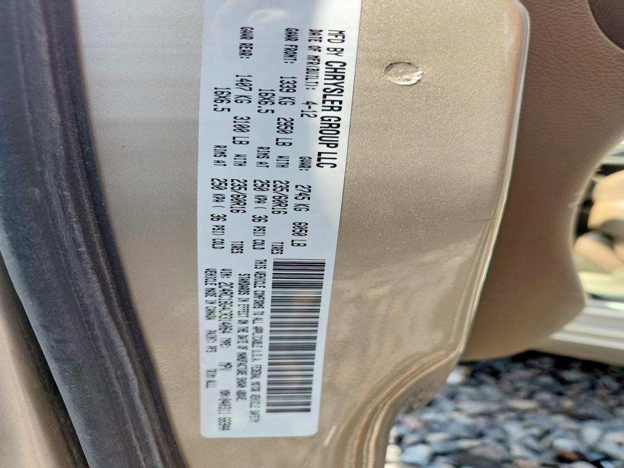 2012 Chrysler Town & Country Touring Gold vin: 2C4RC1BG4CR314064