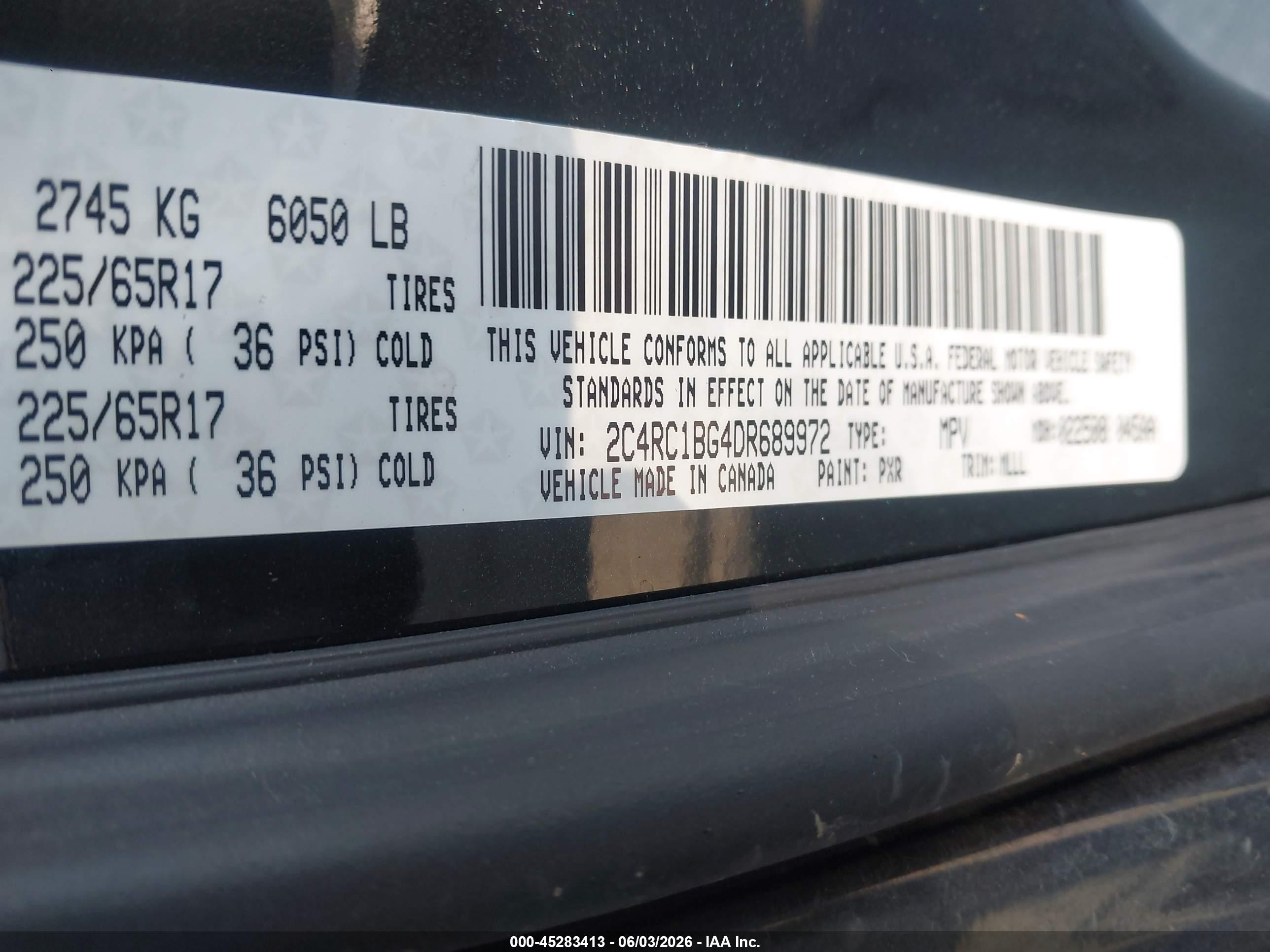 2013 Chrysler Town & Country Touring Black vin: 2C4RC1BG4DR689972