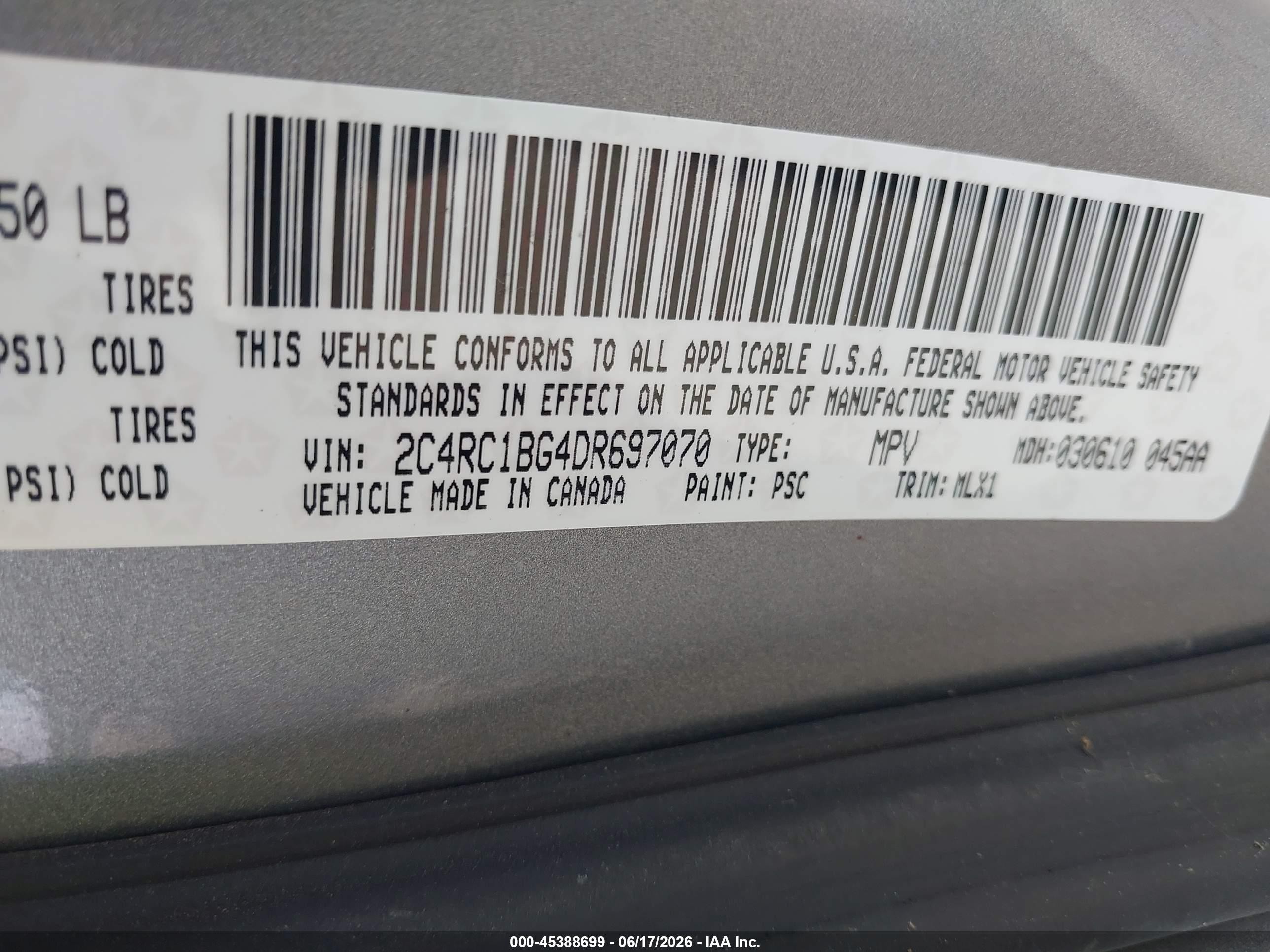 2013 Chrysler Town & Country Touring Gray vin: 2C4RC1BG4DR697070