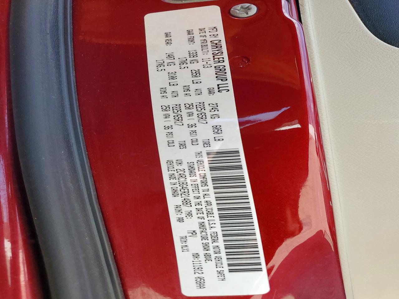 2014 Chrysler Town & Country Touring Maroon vin: 2C4RC1BG4ER214887