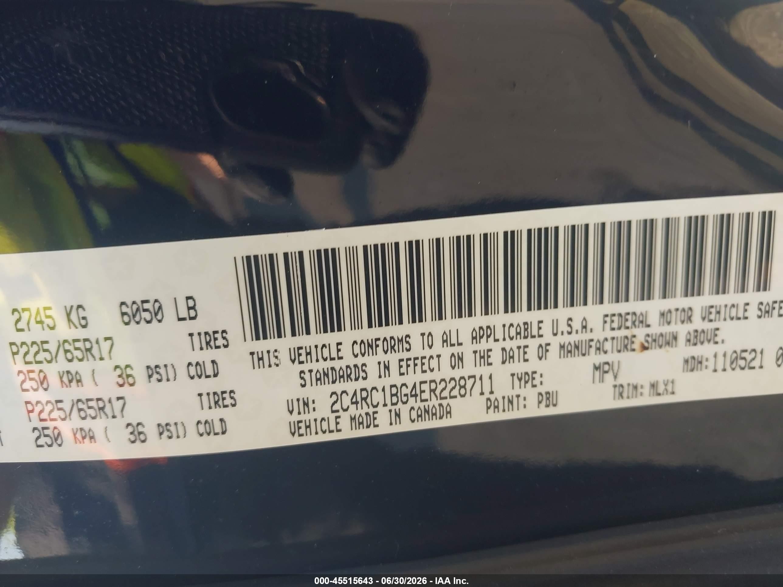 2014 Chrysler Town & Country Touring Blue vin: 2C4RC1BG4ER228711
