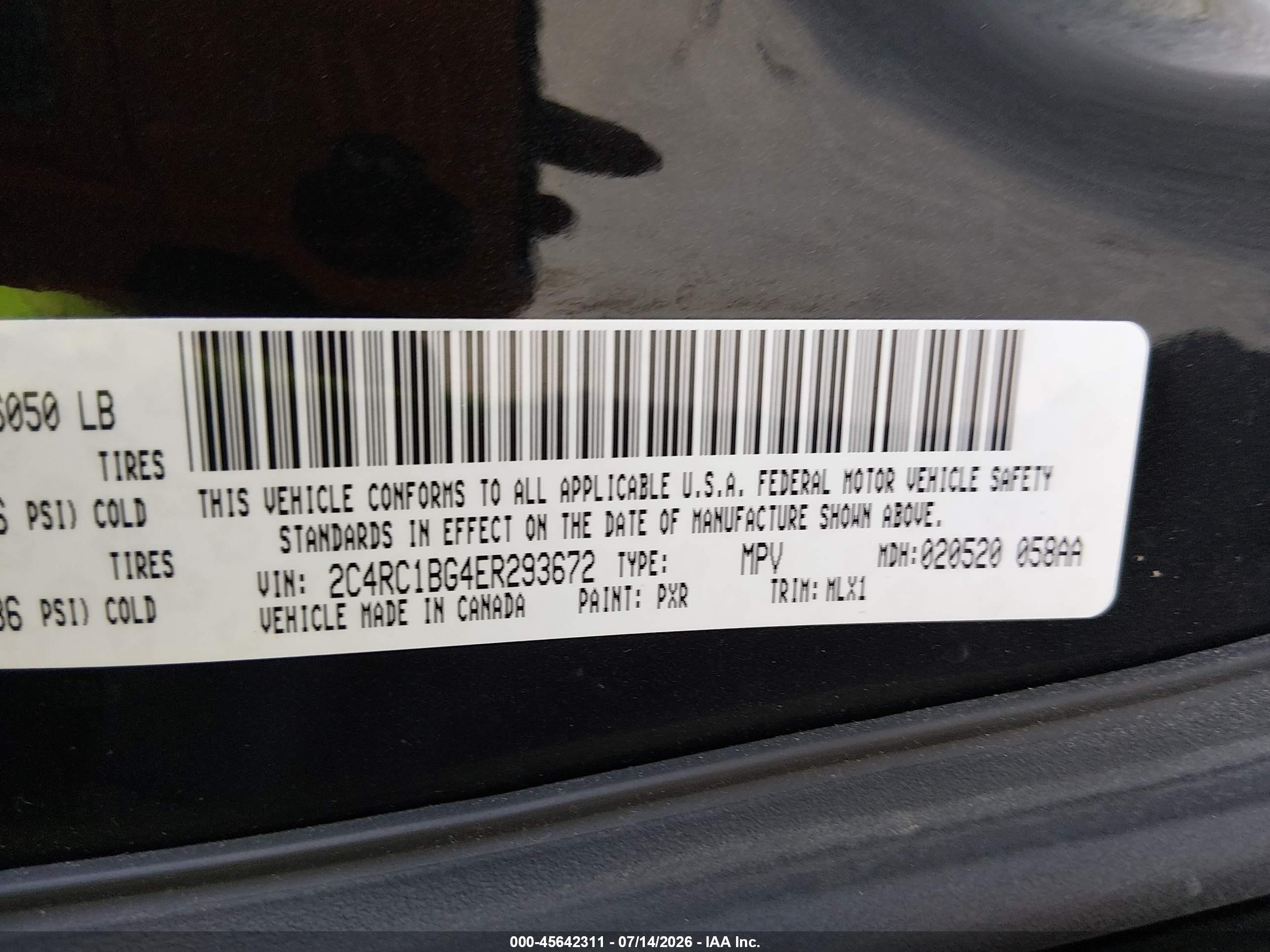 2014 Chrysler Town & Country Touring Black vin: 2C4RC1BG4ER293672