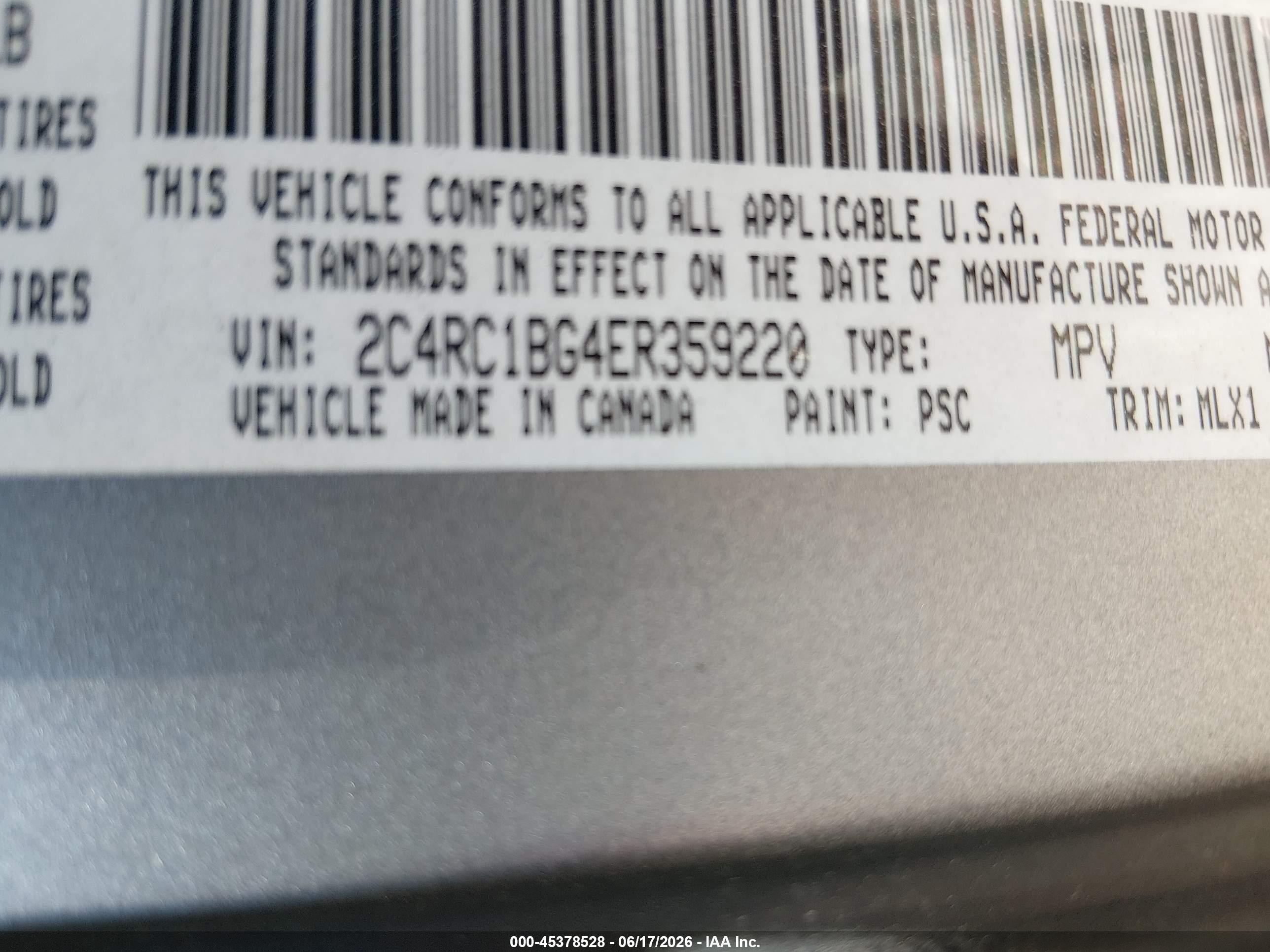 2014 Chrysler Town & Country Touring Gray vin: 2C4RC1BG4ER359220