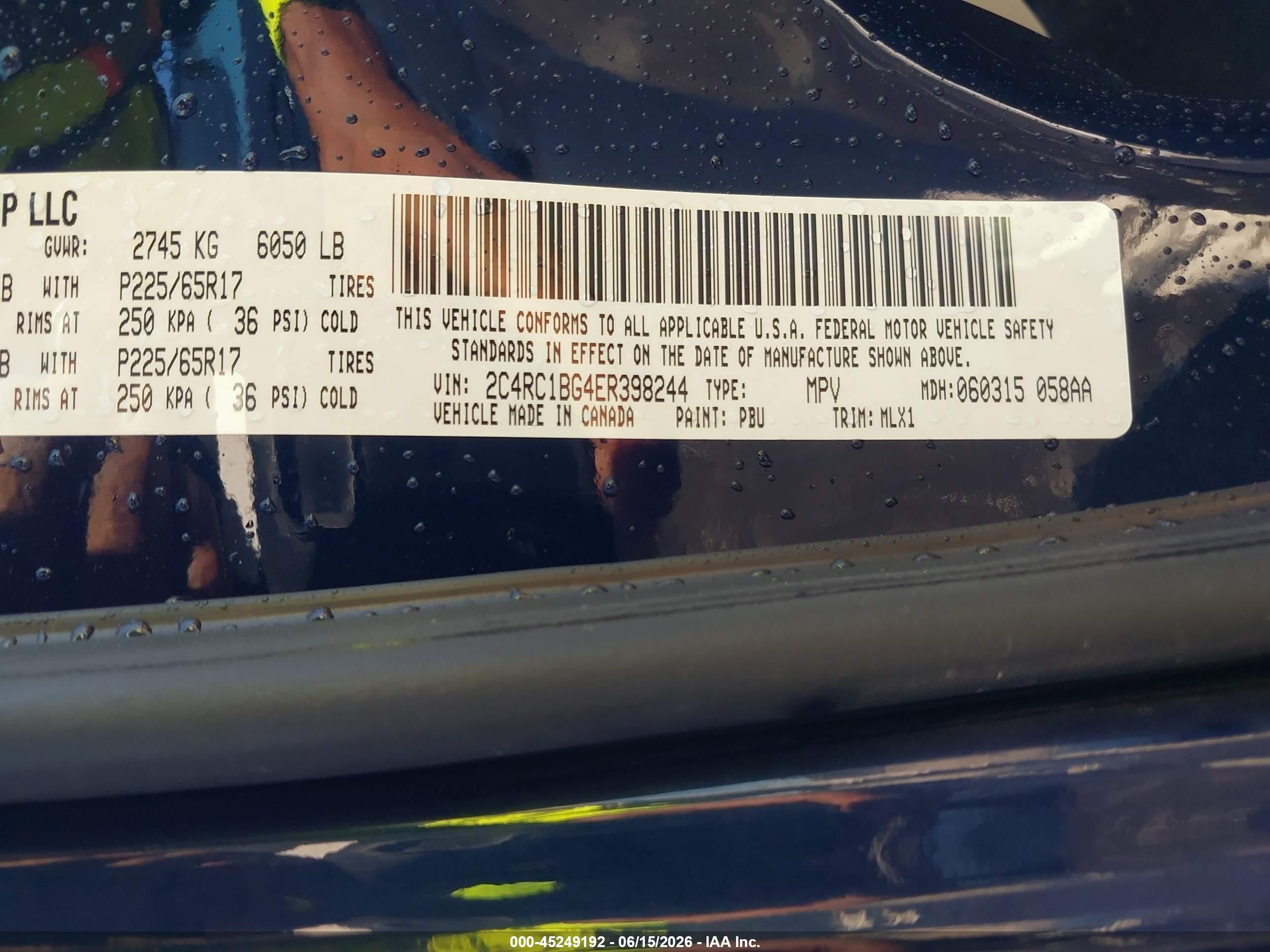 2014 Chrysler Town & Country Touring Синий vin: 2C4RC1BG4ER398244