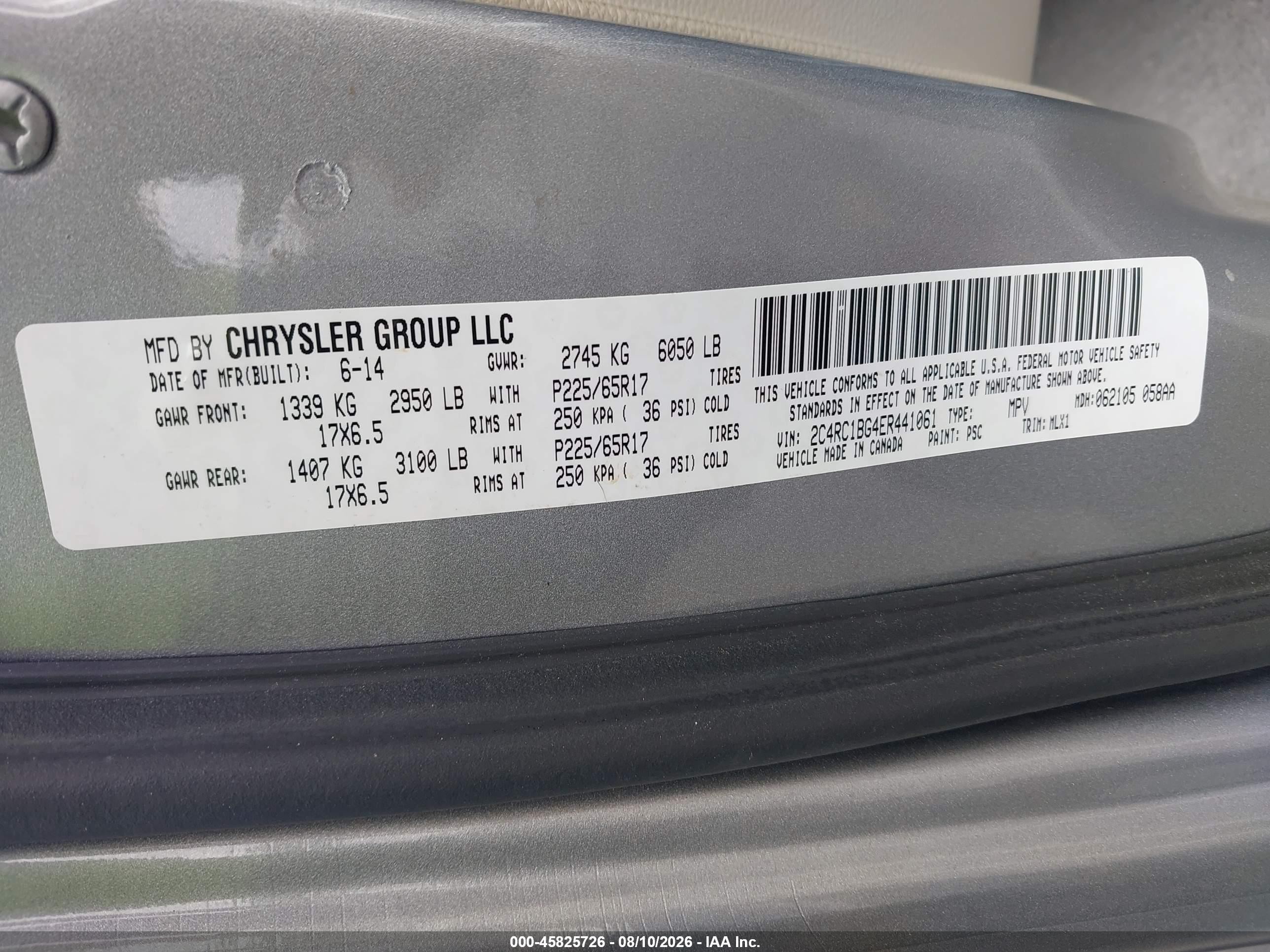 2014 Chrysler Town & Country Touring Silver vin: 2C4RC1BG4ER441061