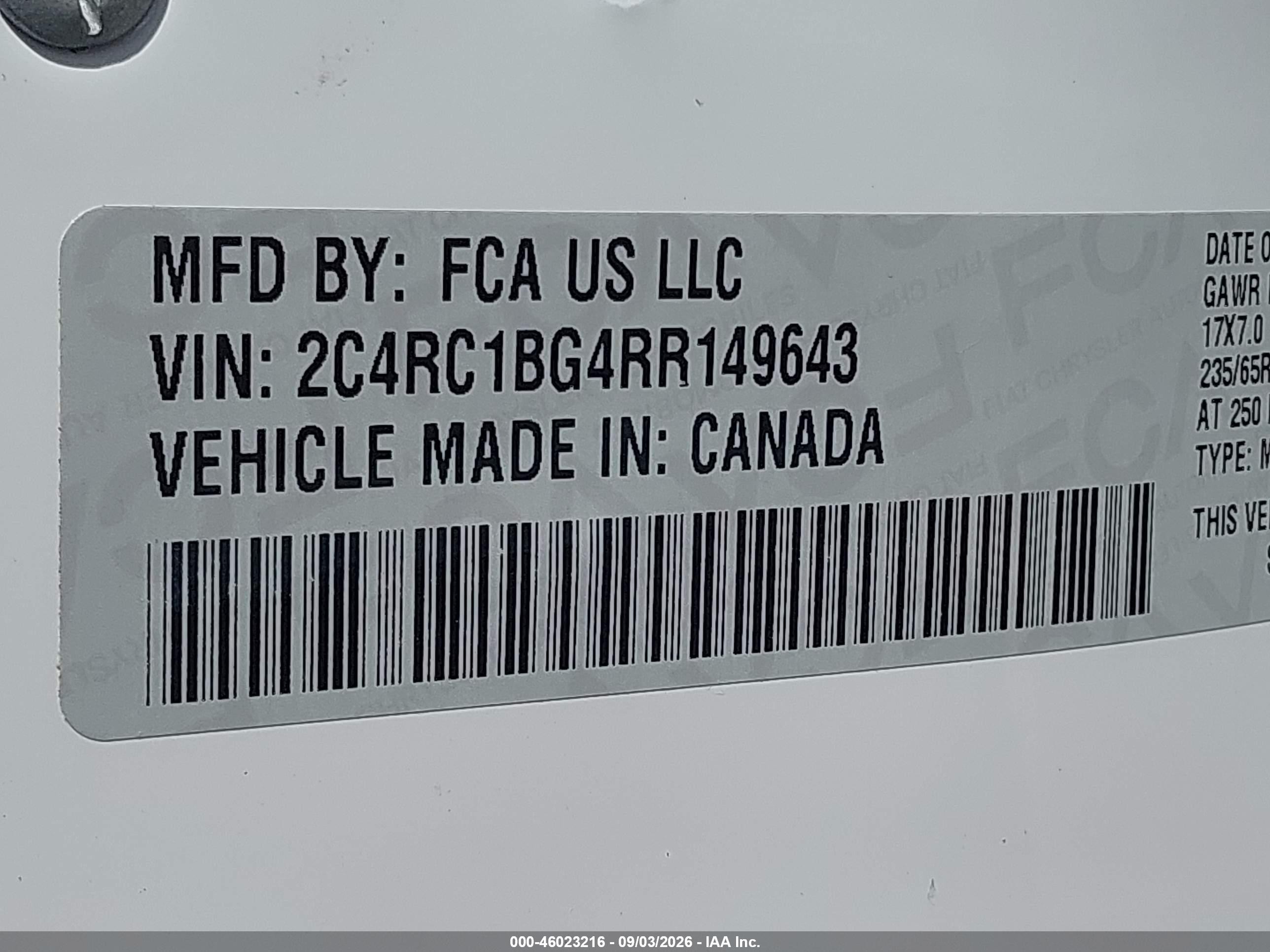 2024 Chrysler Pacifica Touring L Белый vin: 2C4RC1BG4RR149643