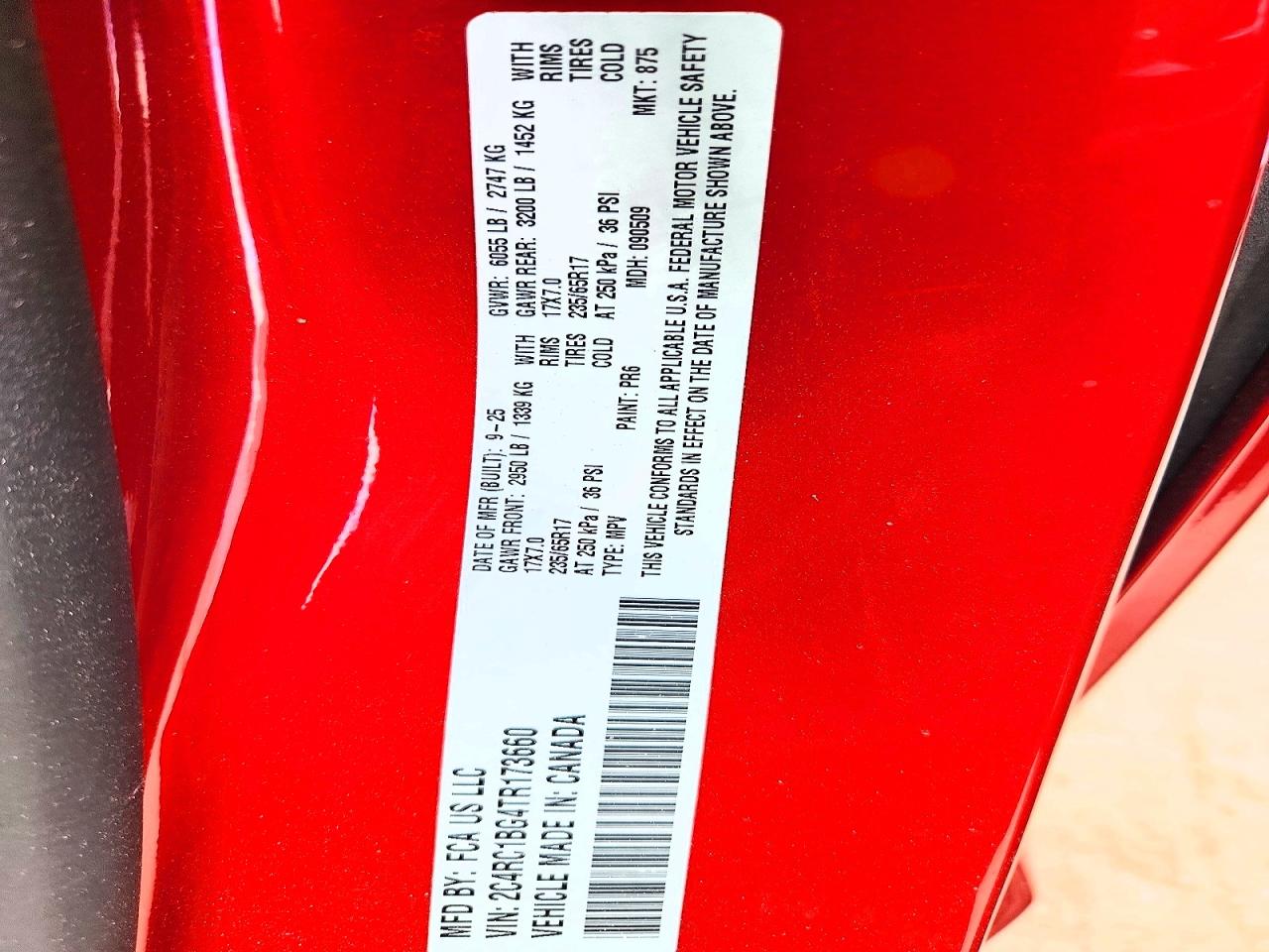 2026 Chrysler Pacifica Select Red vin: 2C4RC1BG4TR173660