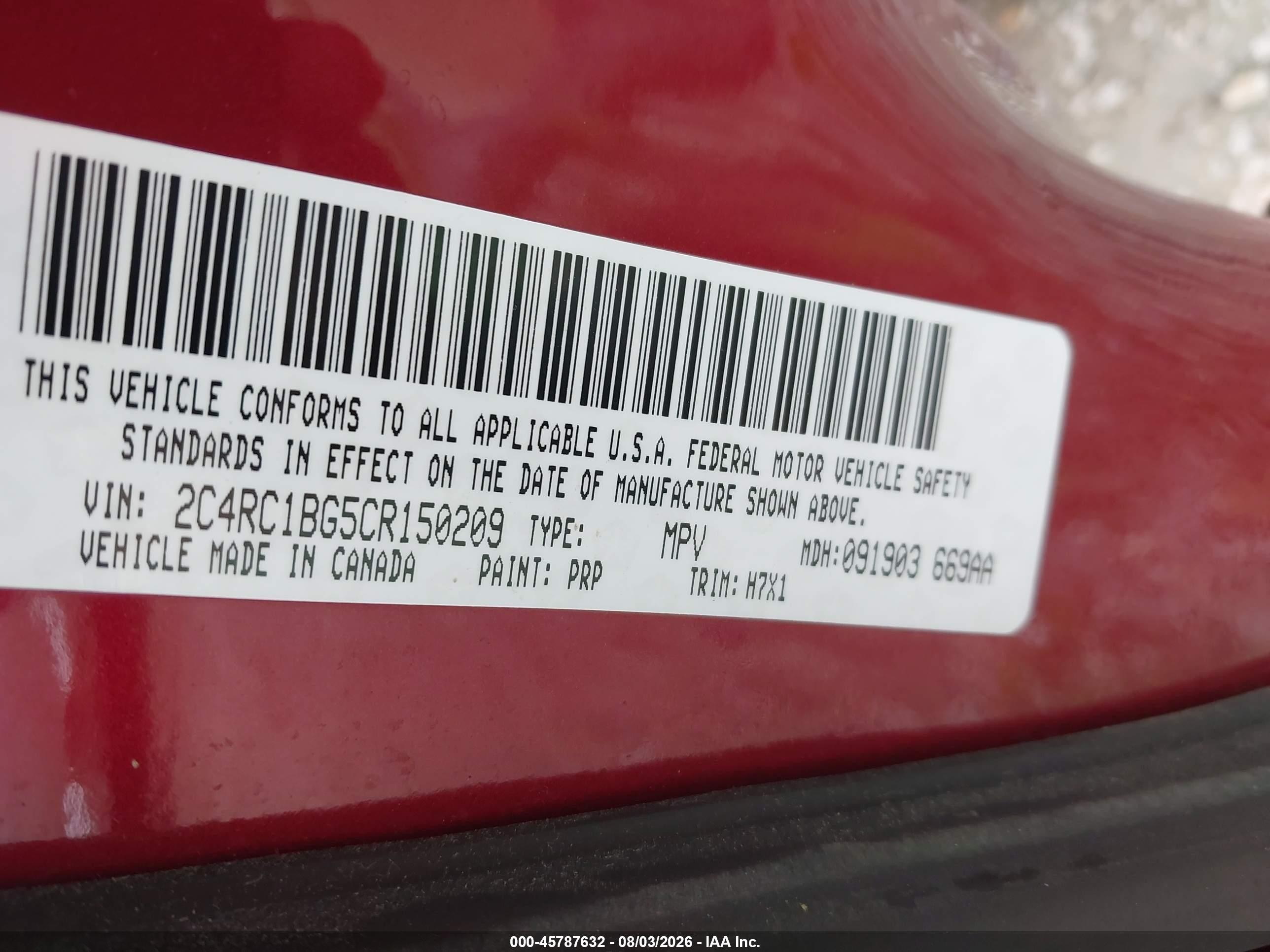 2012 Chrysler Town & Country Touring Maroon vin: 2C4RC1BG5CR150209