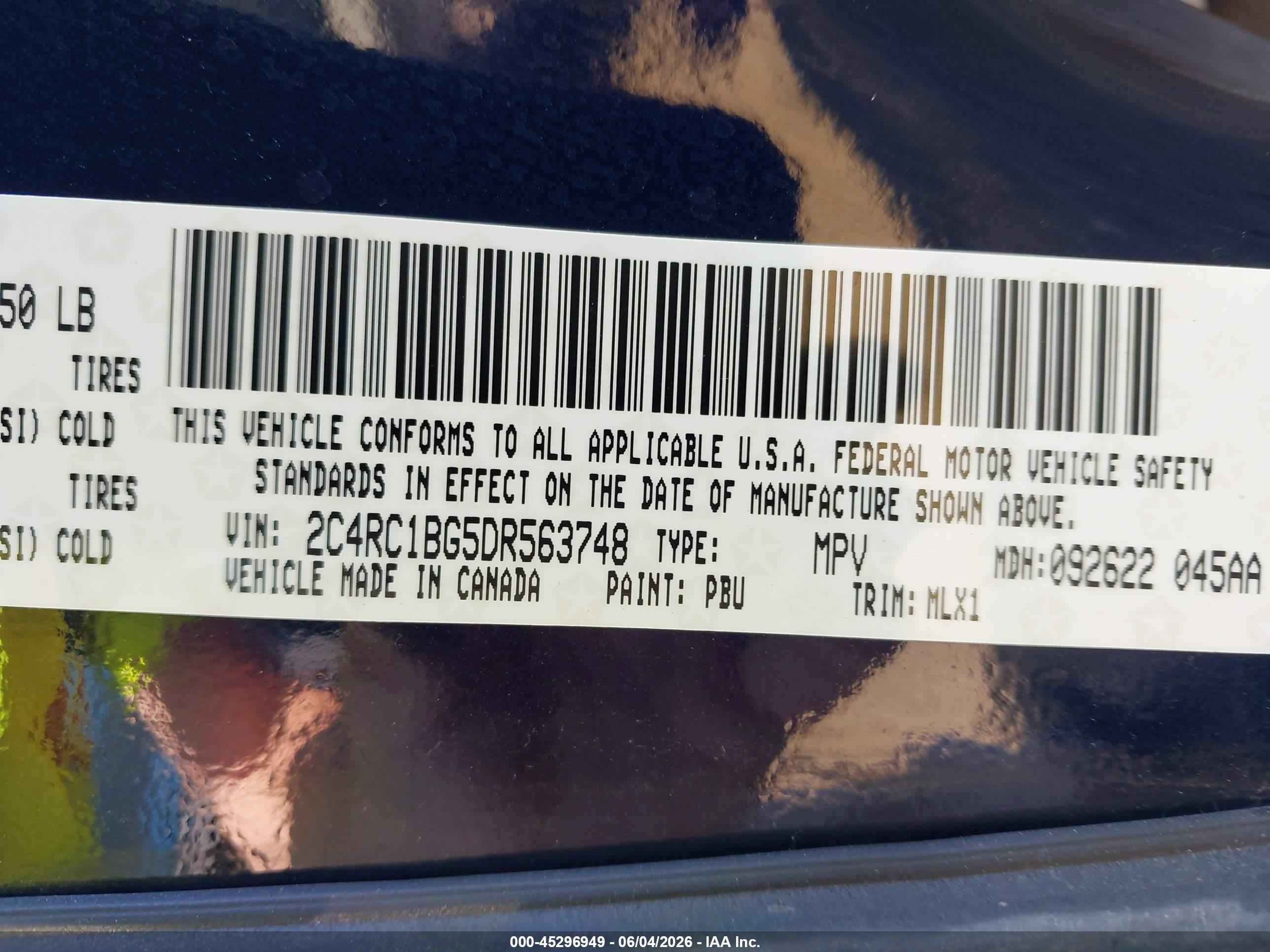 2013 Chrysler Town & Country Touring Dark Blue vin: 2C4RC1BG5DR563748