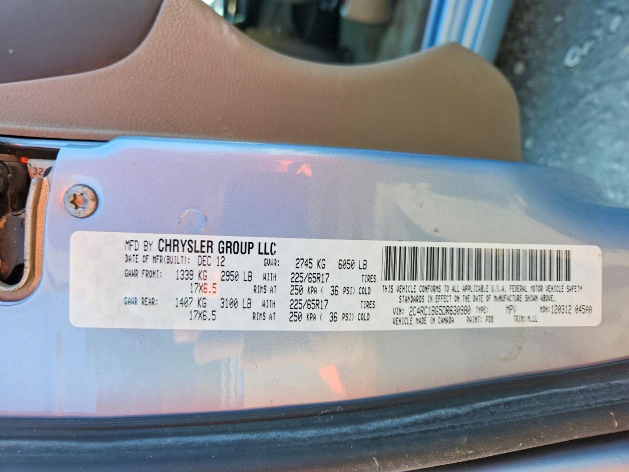 2013 Chrysler Town & Country Touring Blue vin: 2C4RC1BG5DR630980