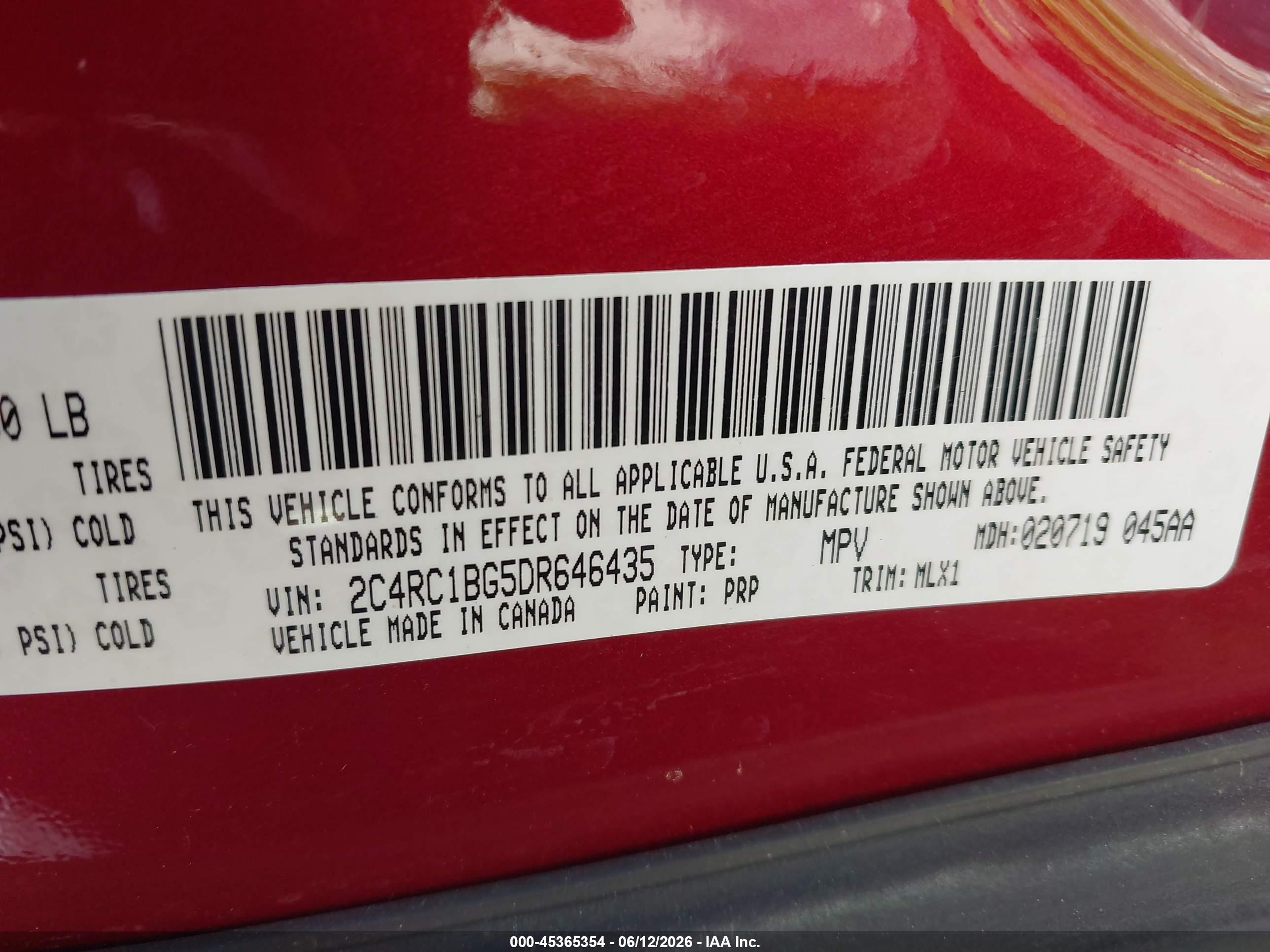 2013 Chrysler Town & Country Touring Burgundy vin: 2C4RC1BG5DR646435