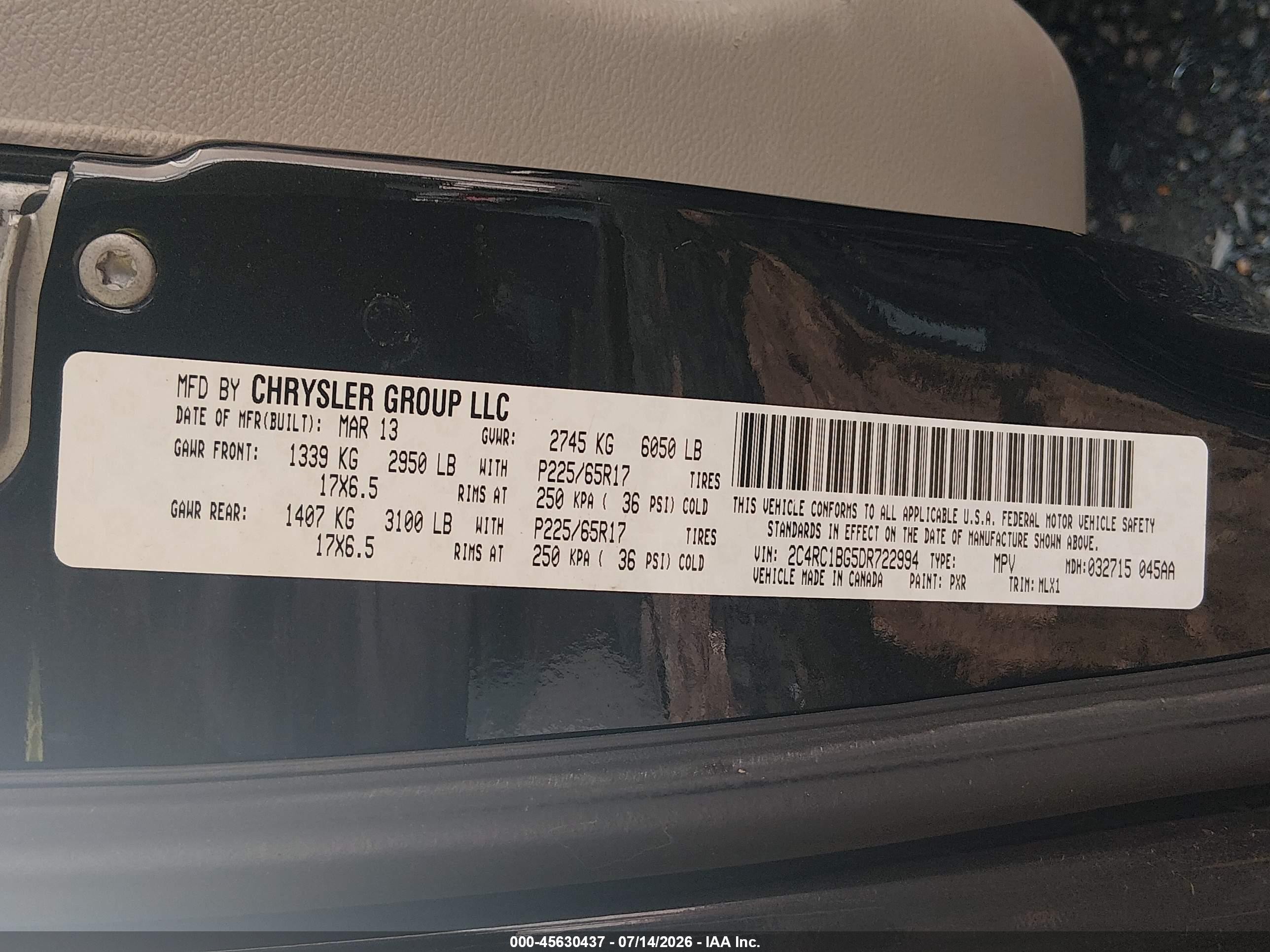 2013 Chrysler Town & Country Touring Черный vin: 2C4RC1BG5DR722994