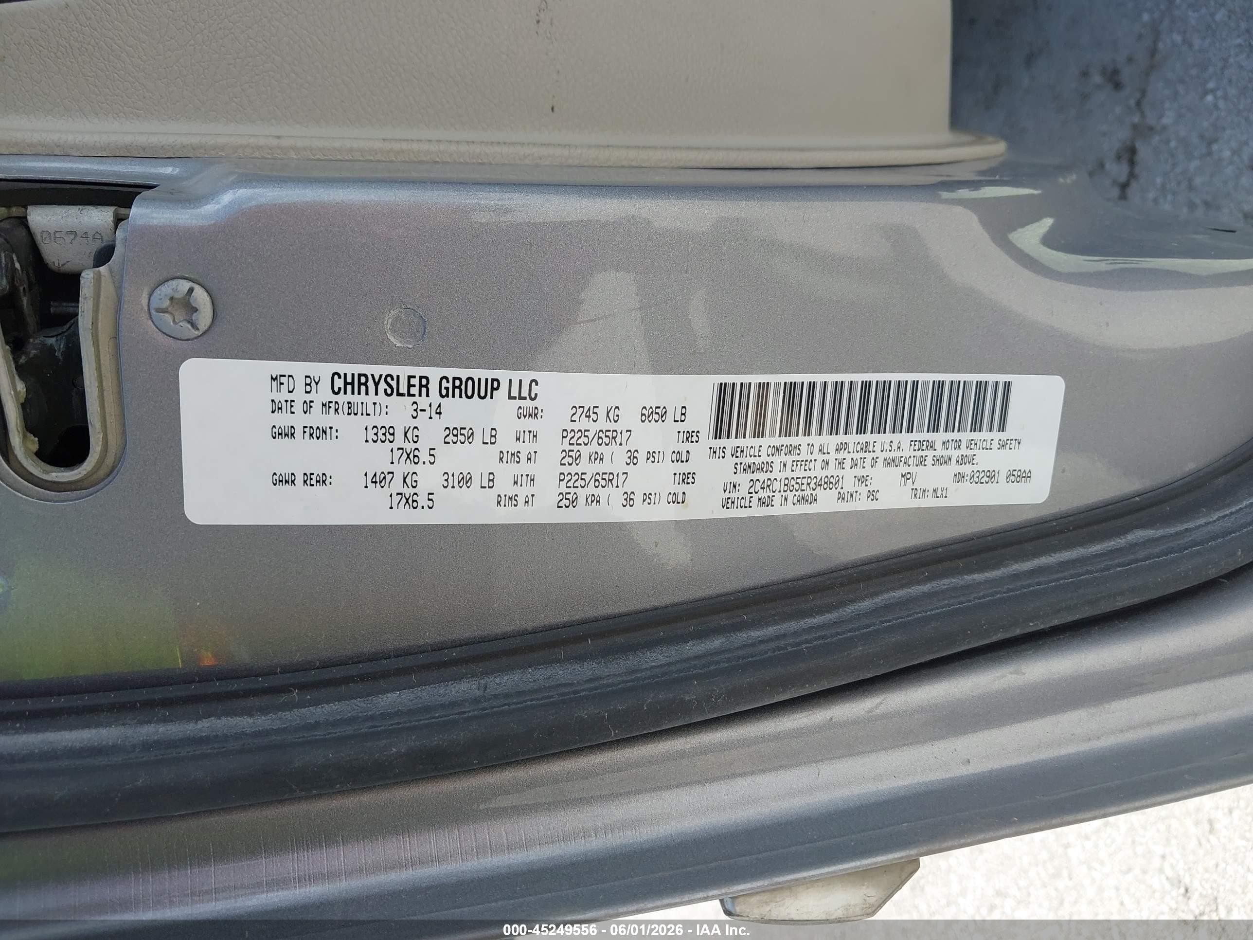 2014 Chrysler Town & Country Touring Серый vin: 2C4RC1BG5ER348601