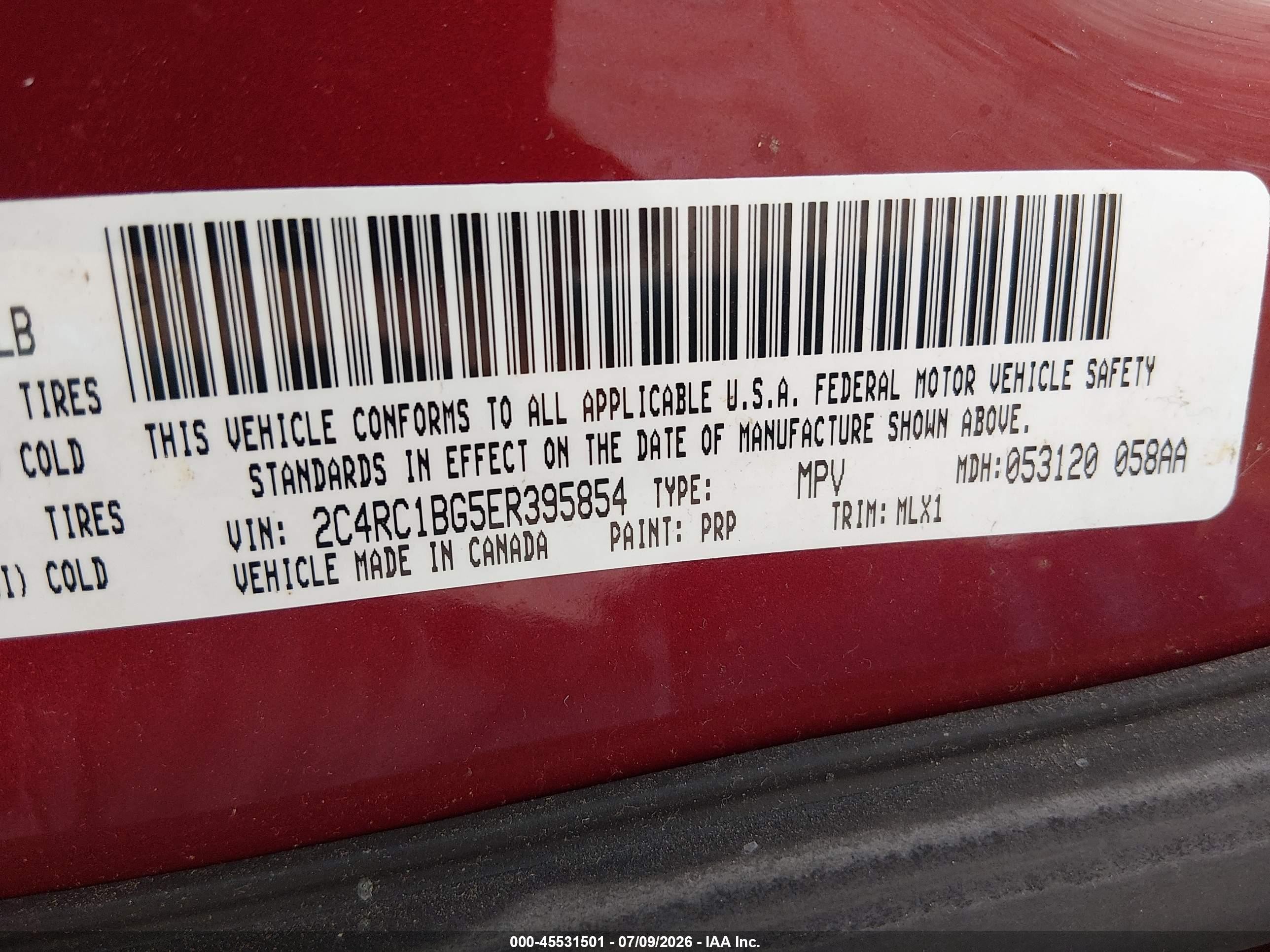2014 Chrysler Town & Country Touring Maroon vin: 2C4RC1BG5ER395854