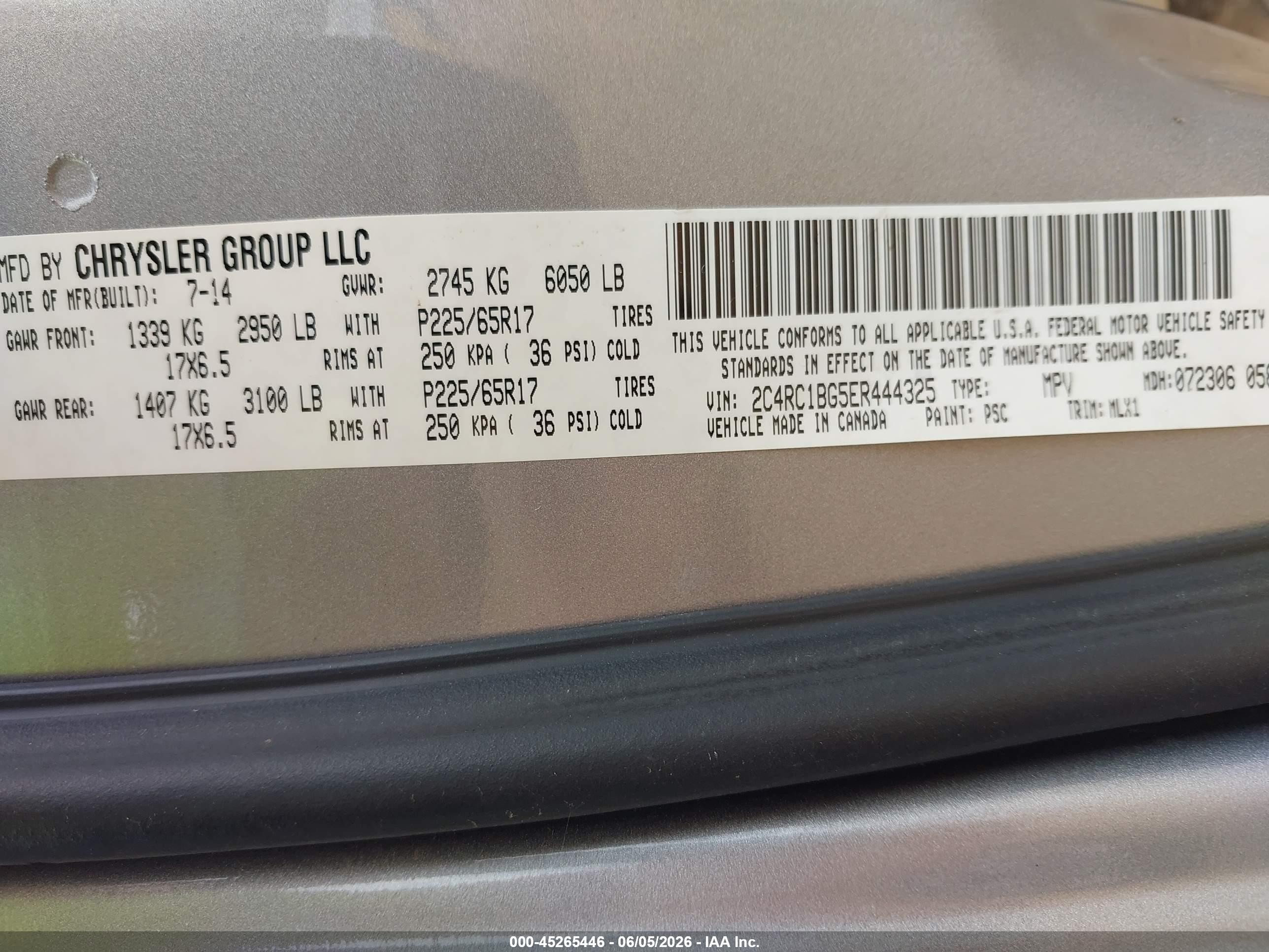 2014 Chrysler Town & Country Touring Silver vin: 2C4RC1BG5ER444325