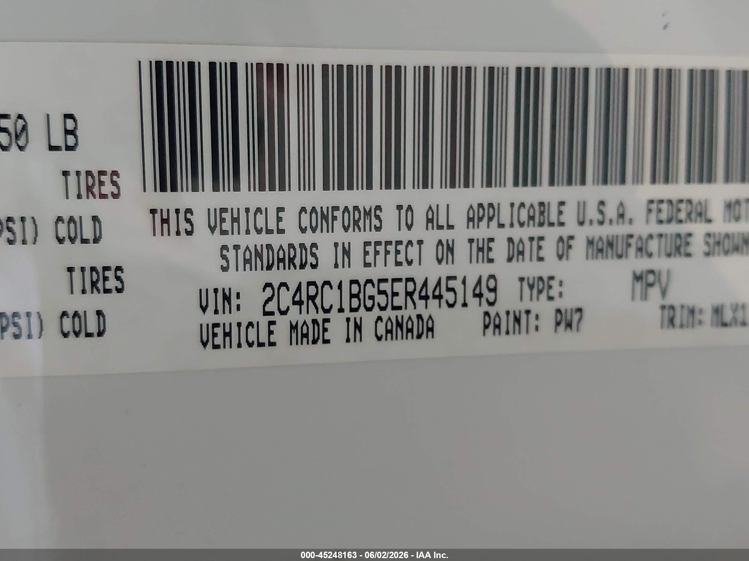 2014 Chrysler Town & Country Touring White vin: 2C4RC1BG5ER445149