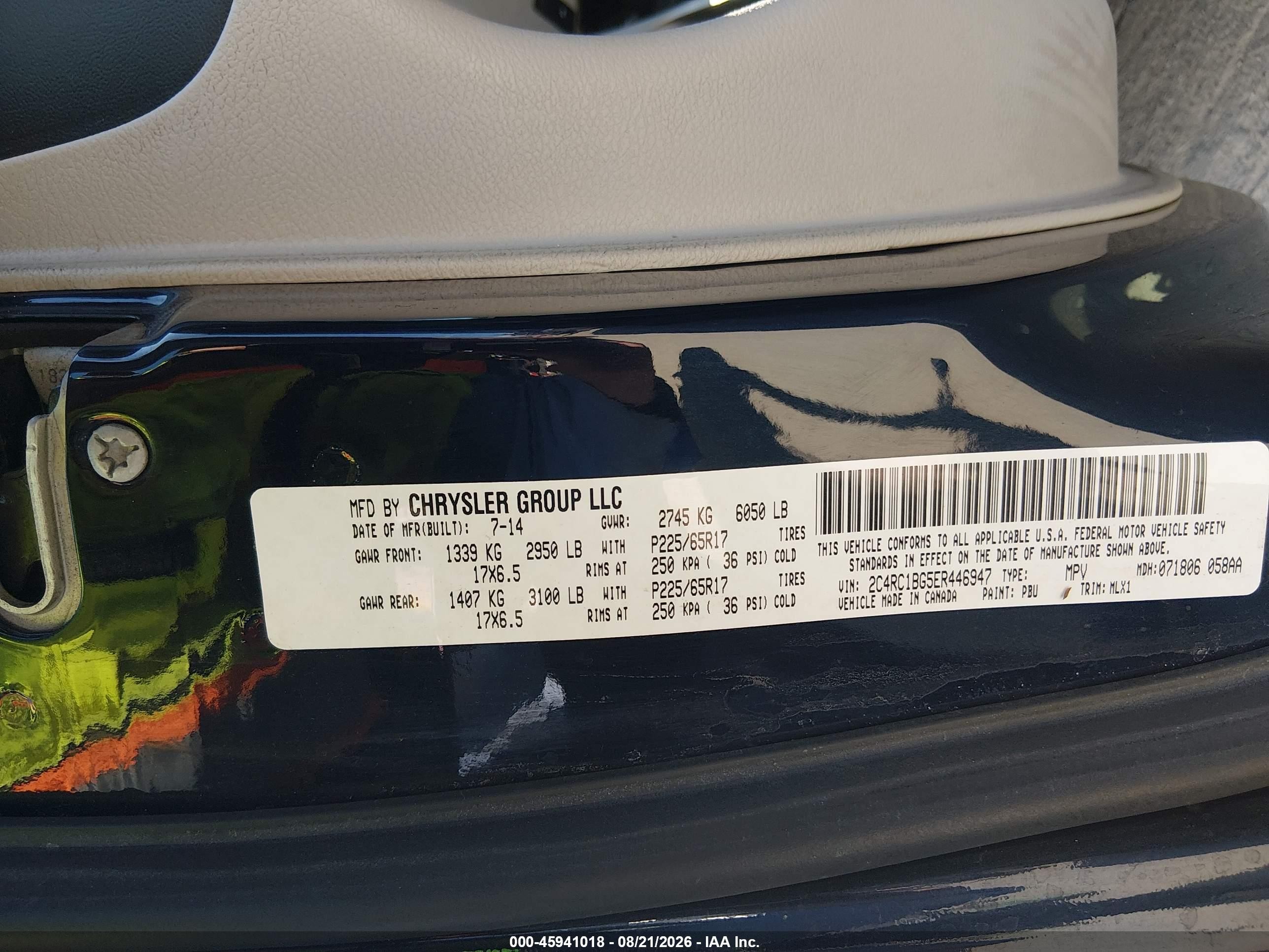 2014 Chrysler Town & Country Touring Blue vin: 2C4RC1BG5ER446947
