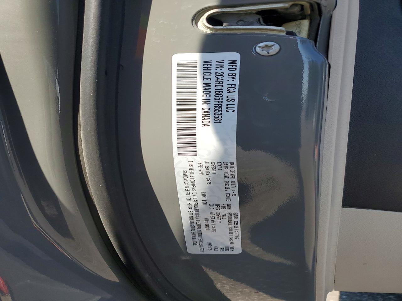 2023 Chrysler Pacifica Touring L Gray vin: 2C4RC1BG5PR553581