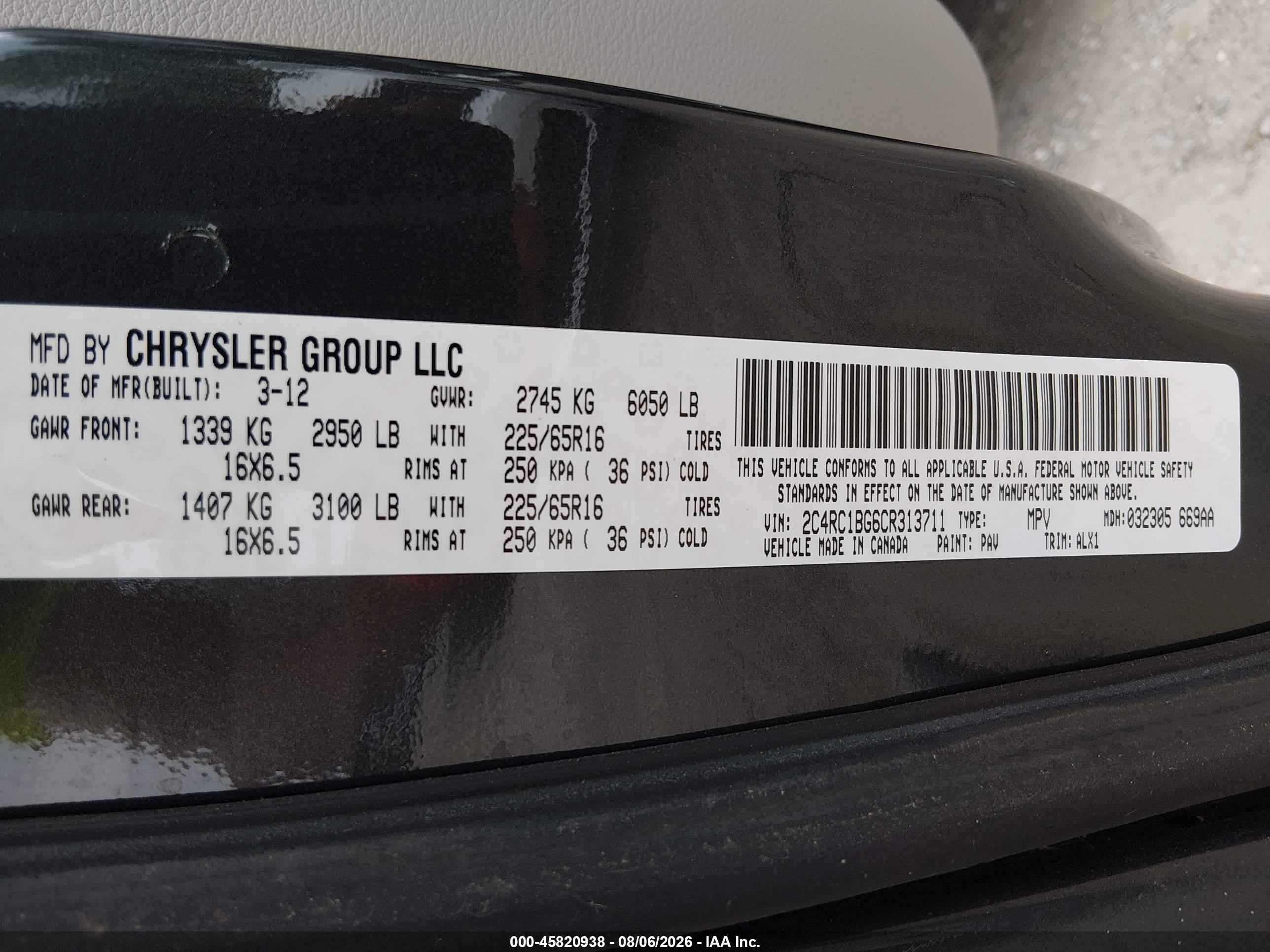2012 Chrysler Town & Country Touring Gray vin: 2C4RC1BG6CR313711