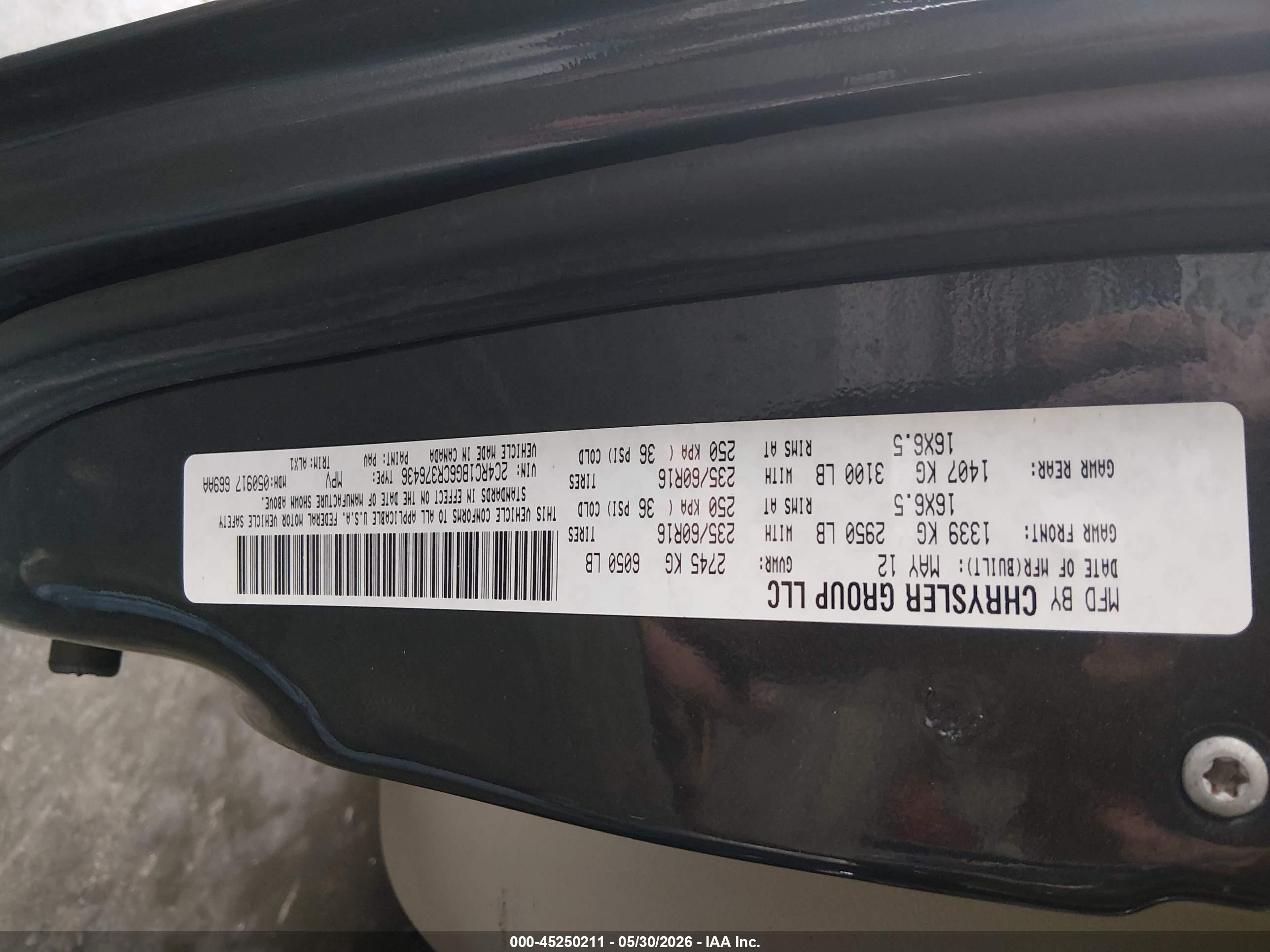 2012 Chrysler Town & Country Touring Black vin: 2C4RC1BG6CR376436
