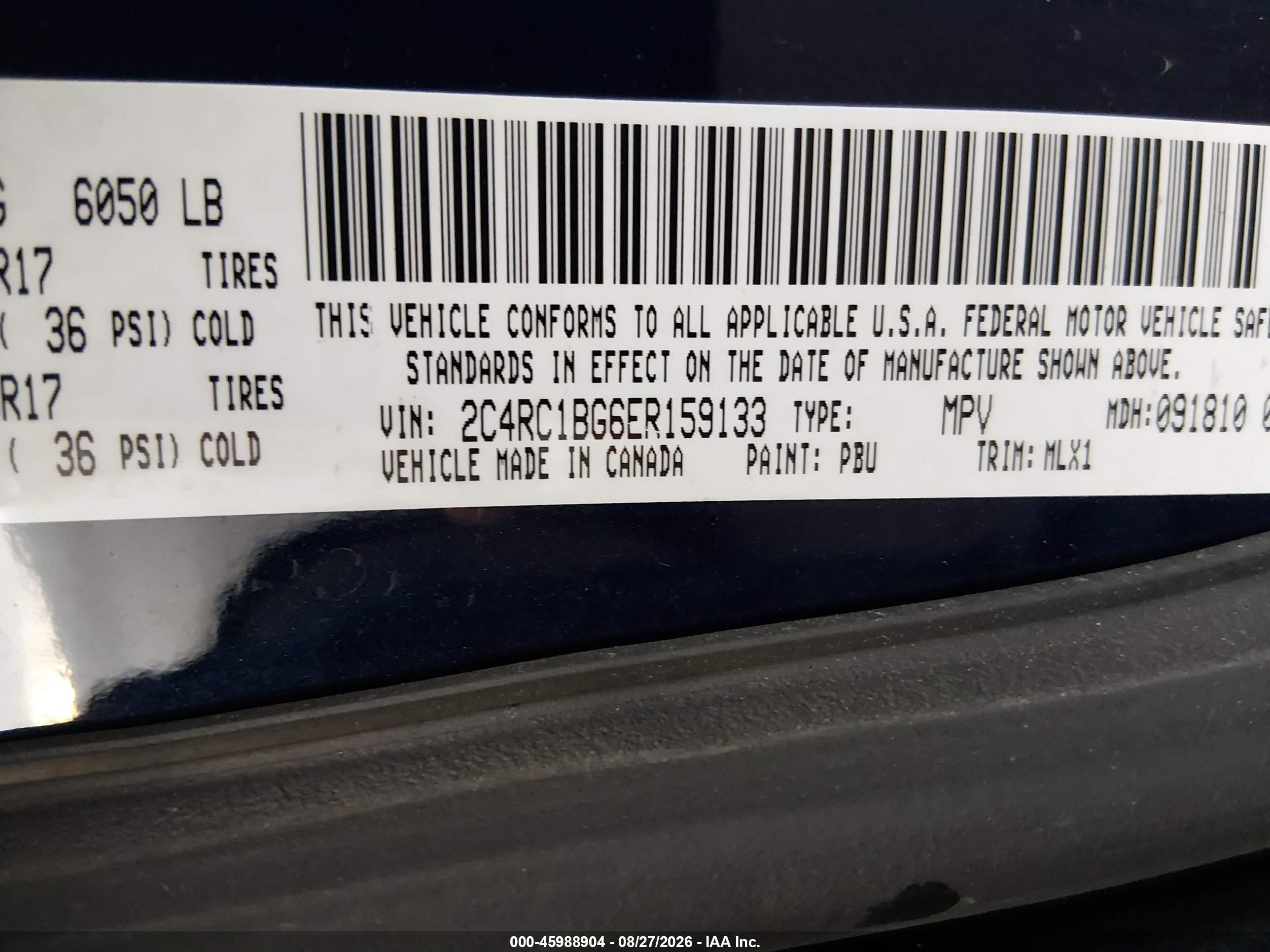 2014 Chrysler Town & Country Touring Blue vin: 2C4RC1BG6ER159133