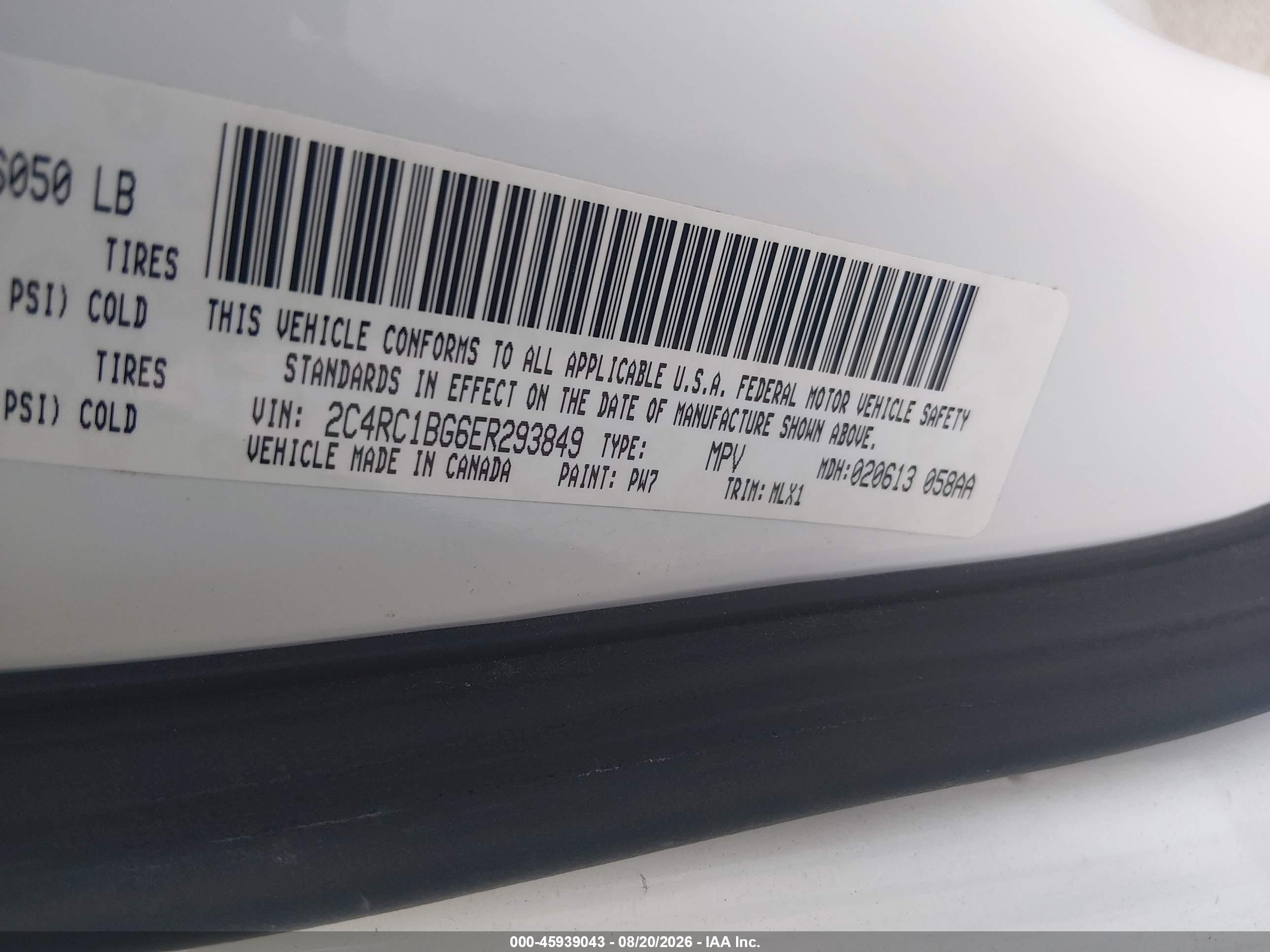 2014 Chrysler Town & Country Touring White vin: 2C4RC1BG6ER293849