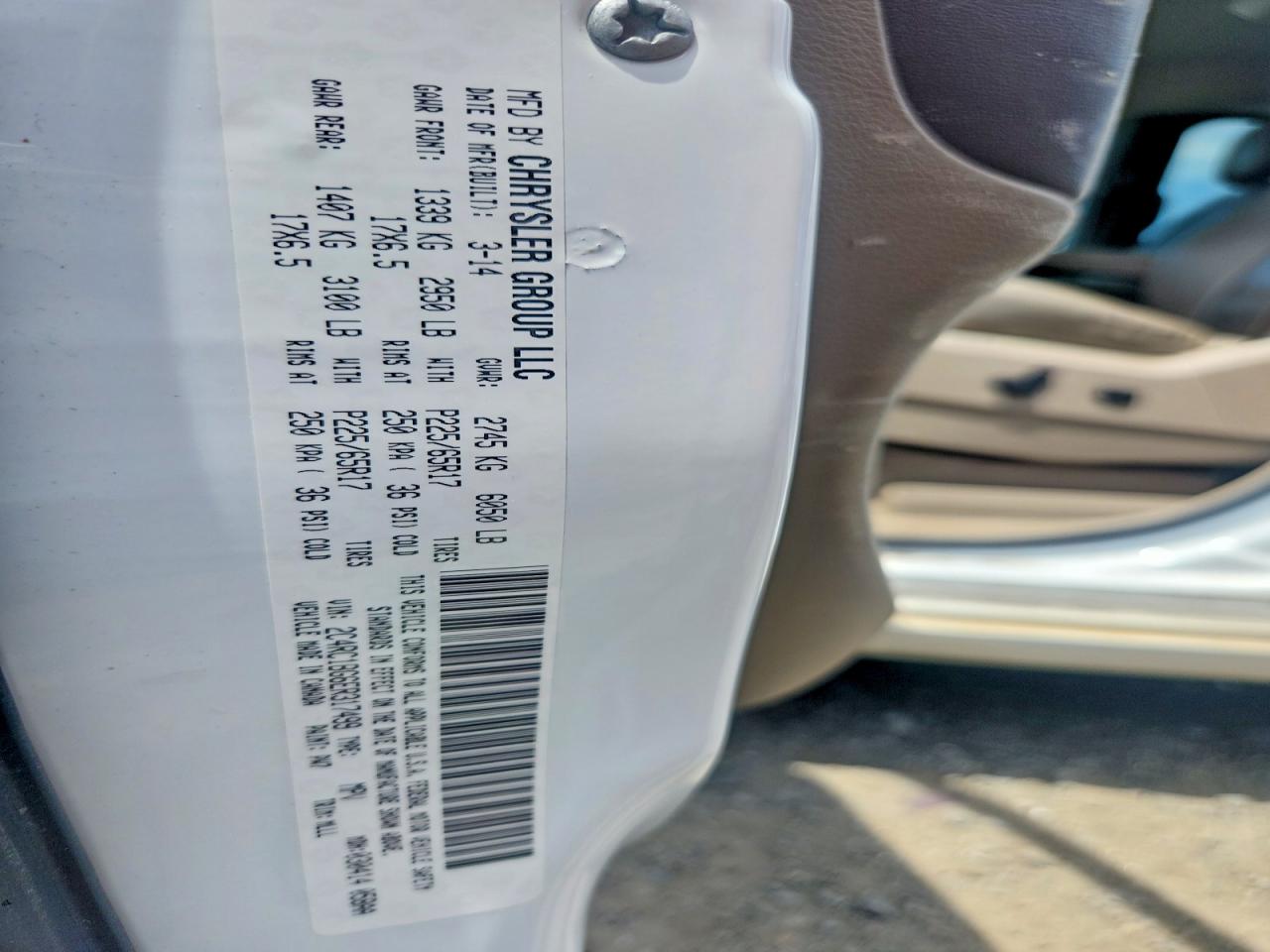 2014 Chrysler Town & Country Touring White vin: 2C4RC1BG6ER317499