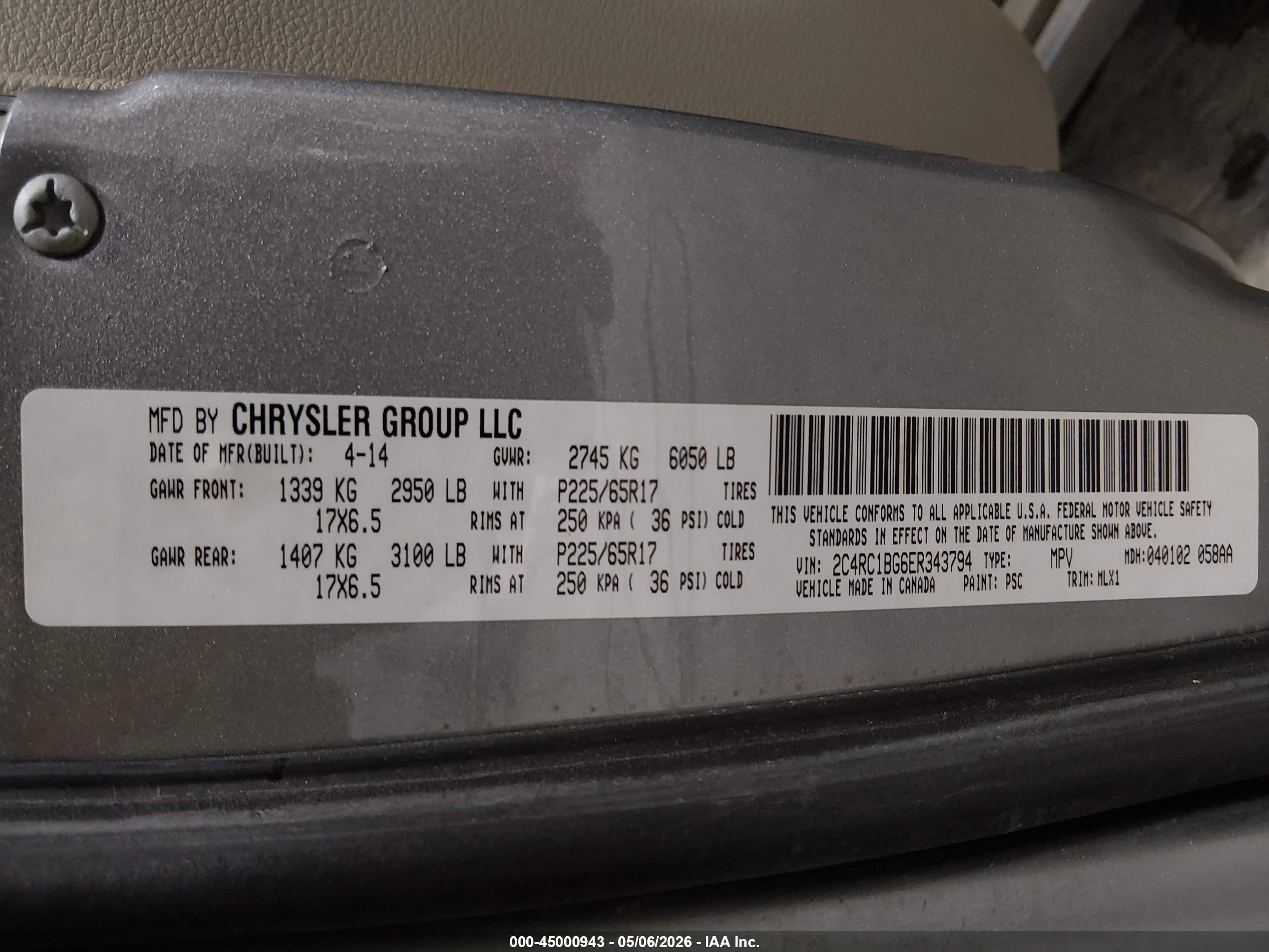 2014 Chrysler Town & Country Touring Серебряный vin: 2C4RC1BG6ER343794