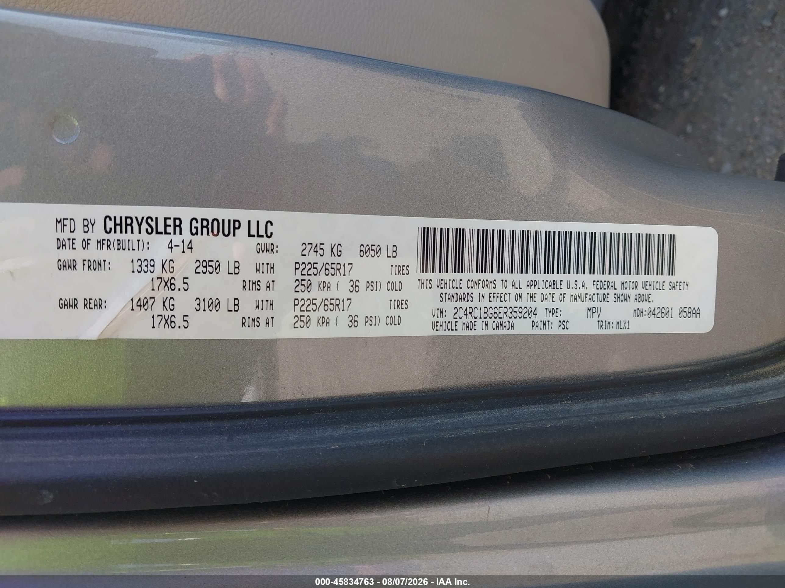 2014 Chrysler Town & Country Touring Серебряный vin: 2C4RC1BG6ER359204
