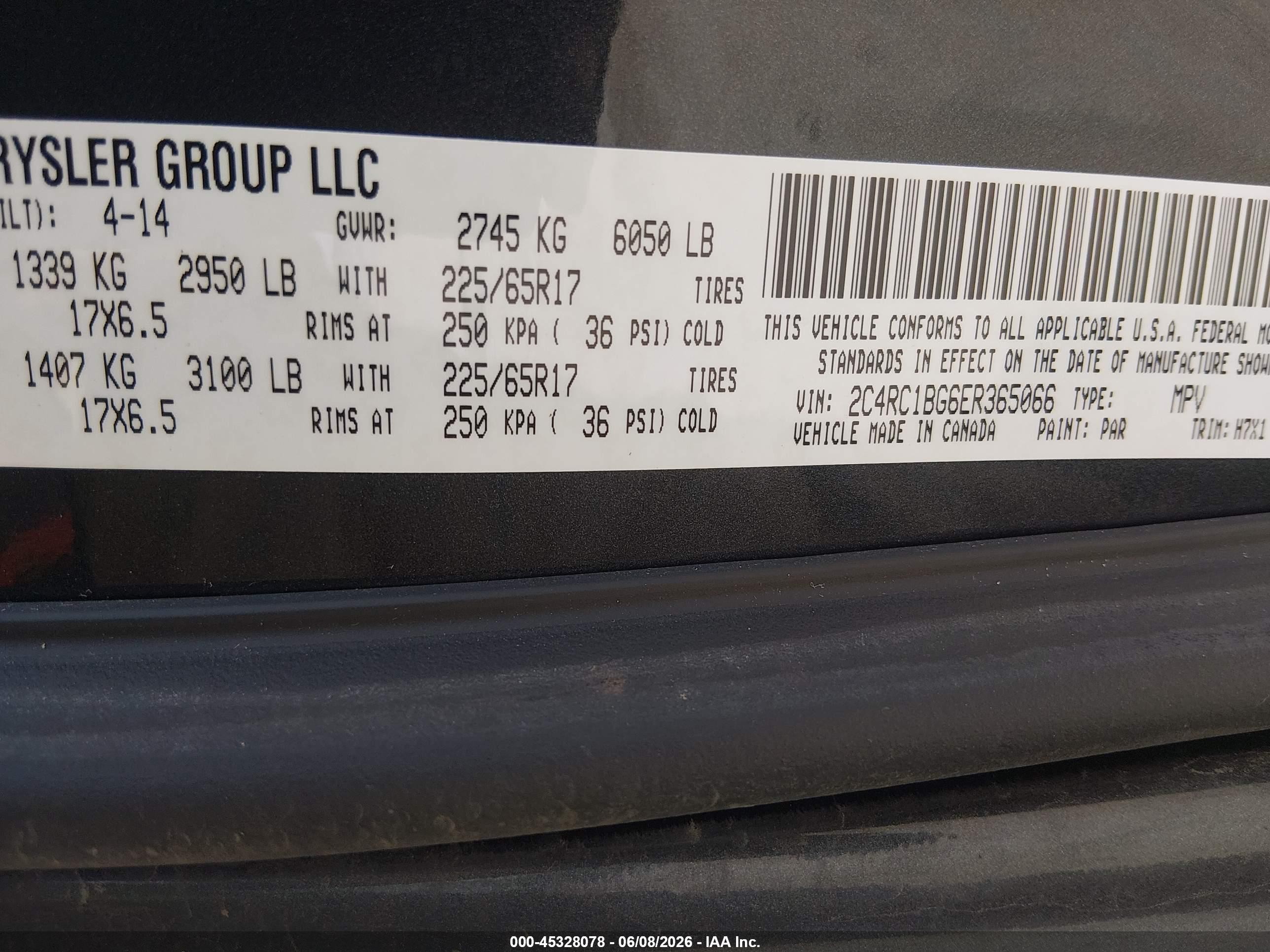 2014 Chrysler Town & Country Touring Black vin: 2C4RC1BG6ER365066