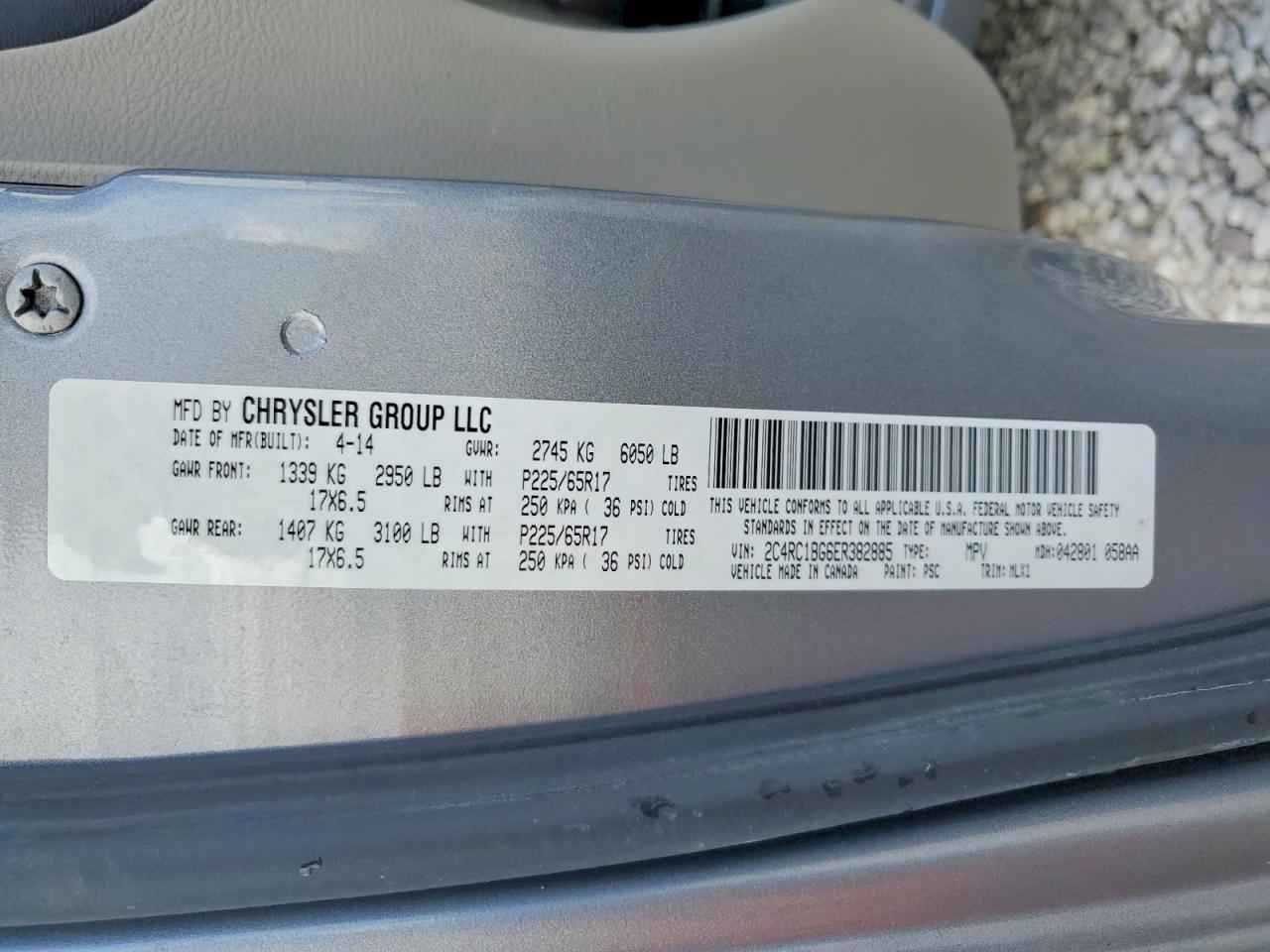 2014 Chrysler Town & Country Touring Silver vin: 2C4RC1BG6ER382885
