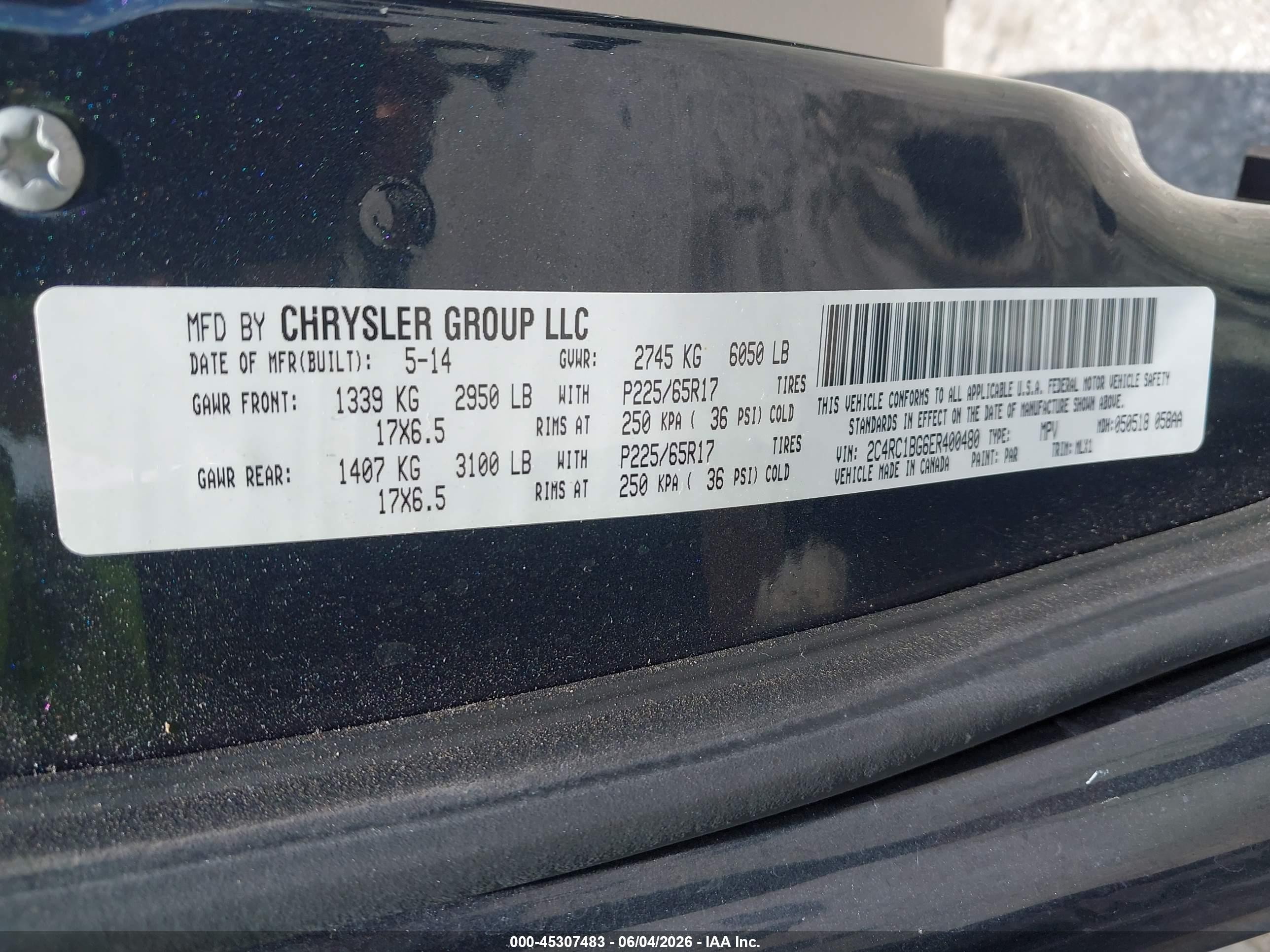 2014 Chrysler Town & Country Touring Серый vin: 2C4RC1BG6ER400480