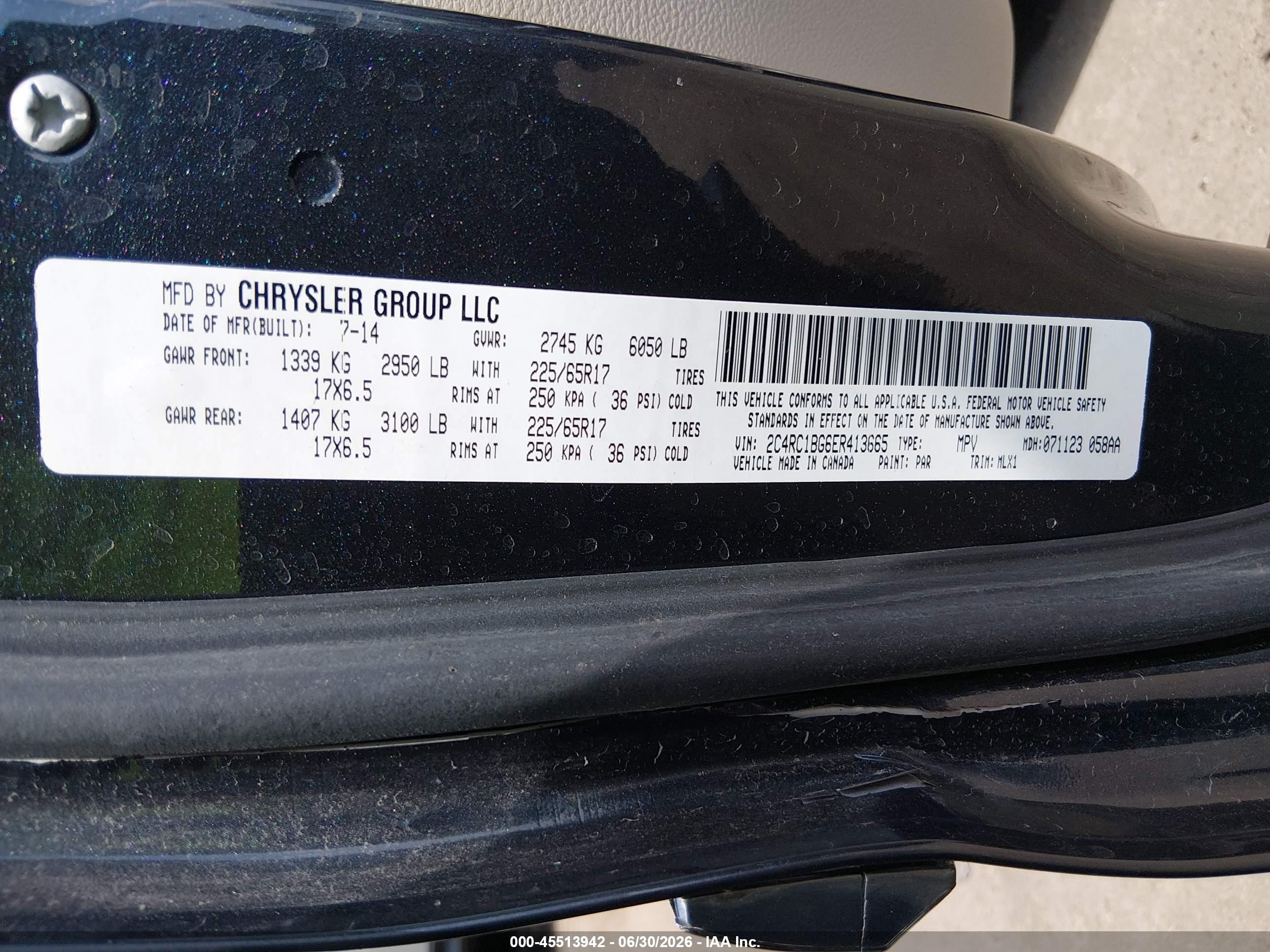 2014 Chrysler Town & Country Touring Black vin: 2C4RC1BG6ER413665